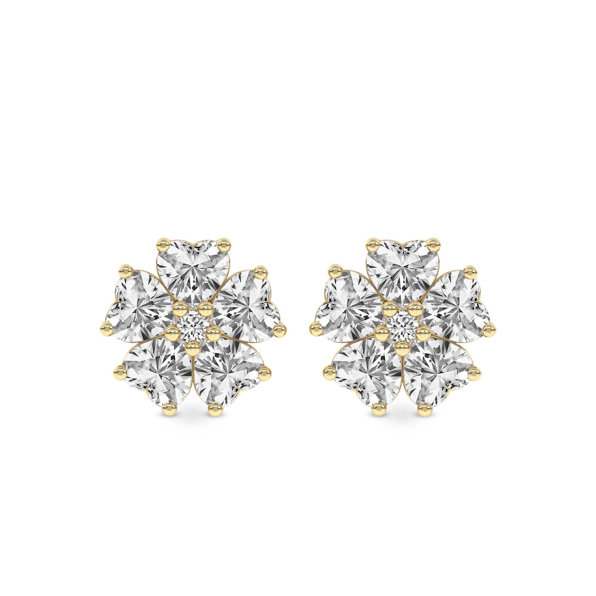 Thalia Bloom Fashion Flower Lab Diamond Stud Earrings front view