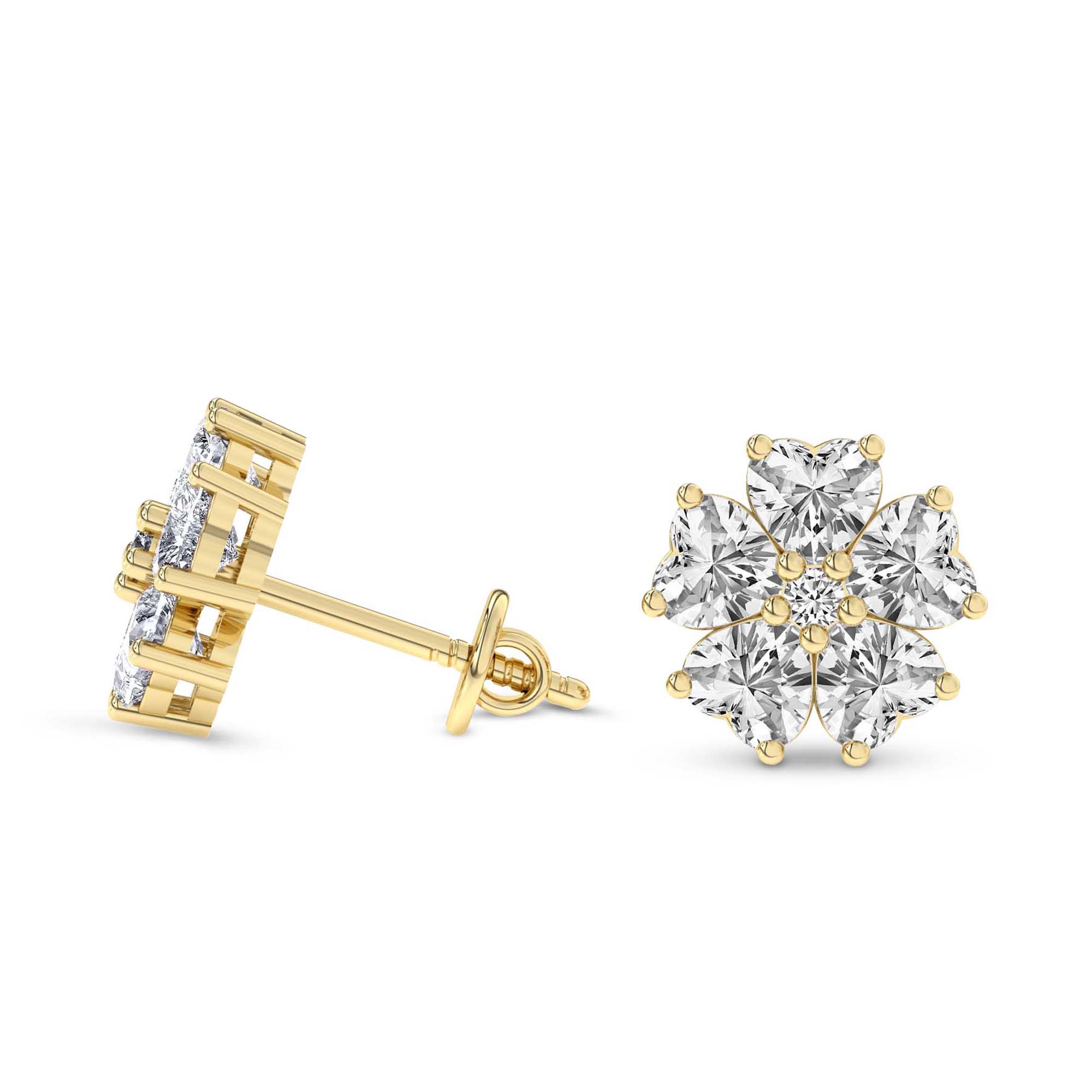 Thalia Bloom Fashion Flower Lab Diamond Stud Earrings left view
