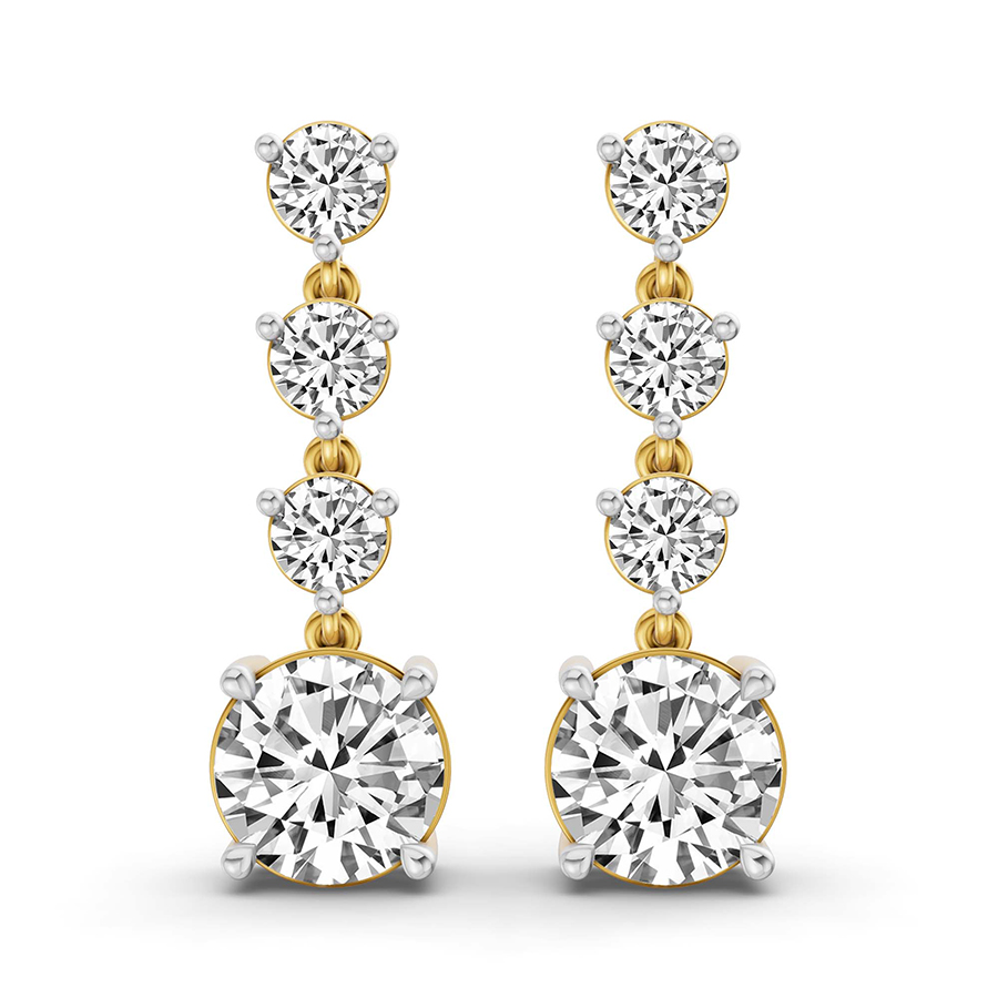 Round Fashion Lab Diamond Dangle Earrings front view