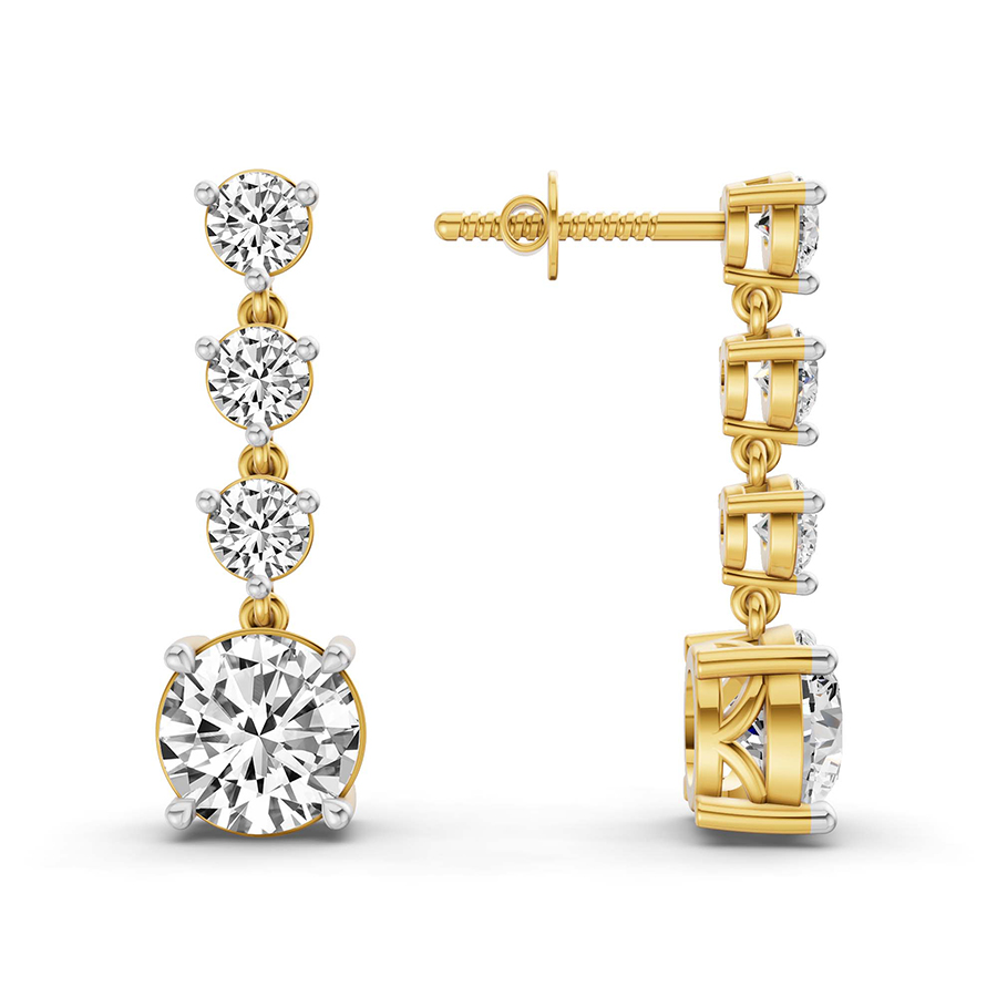 Round Fashion Lab Diamond Dangle Earrings left view