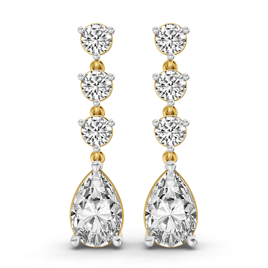 10kt Yellow Gold Pear and Round Fashion Lab Diamond Dangle Earrings (2 Ct. Tw.) front image