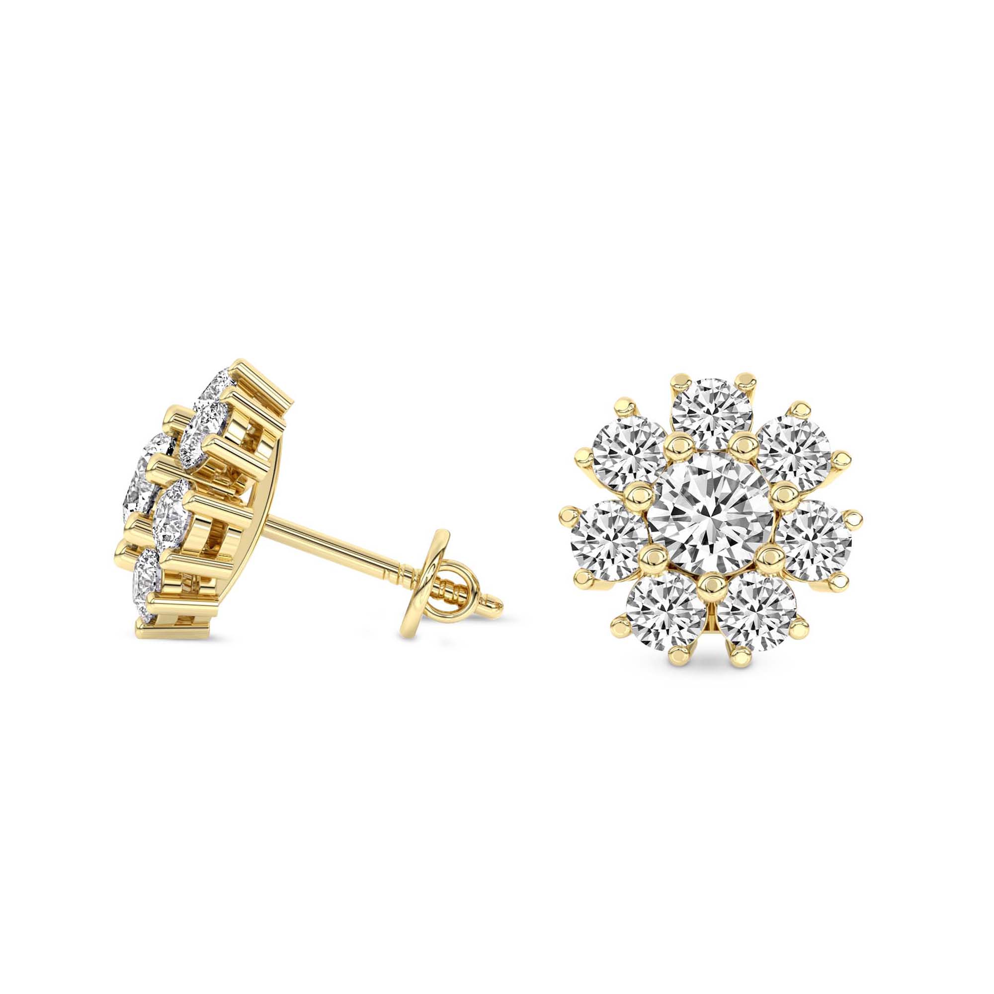 Magnolia Flower Fashion Lab Diamond Stud Earrings left view