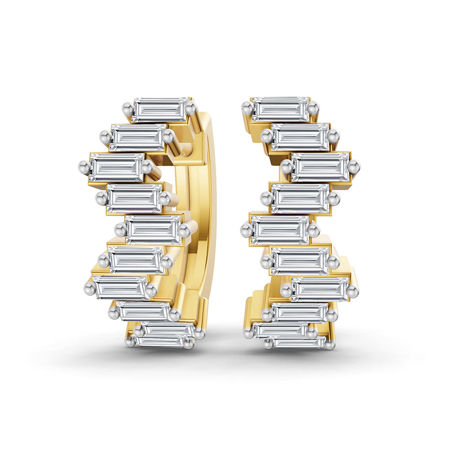 Siena Baguette Lab Diamond Huggie Earrings front view