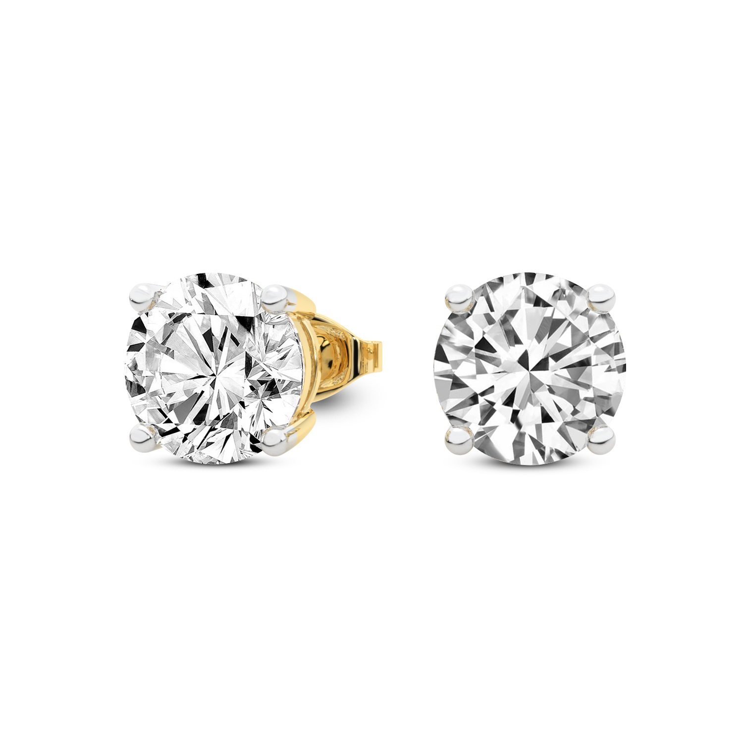 4 Prong Round Lab Diamond Stud Earrings yellow gold earring, small right view