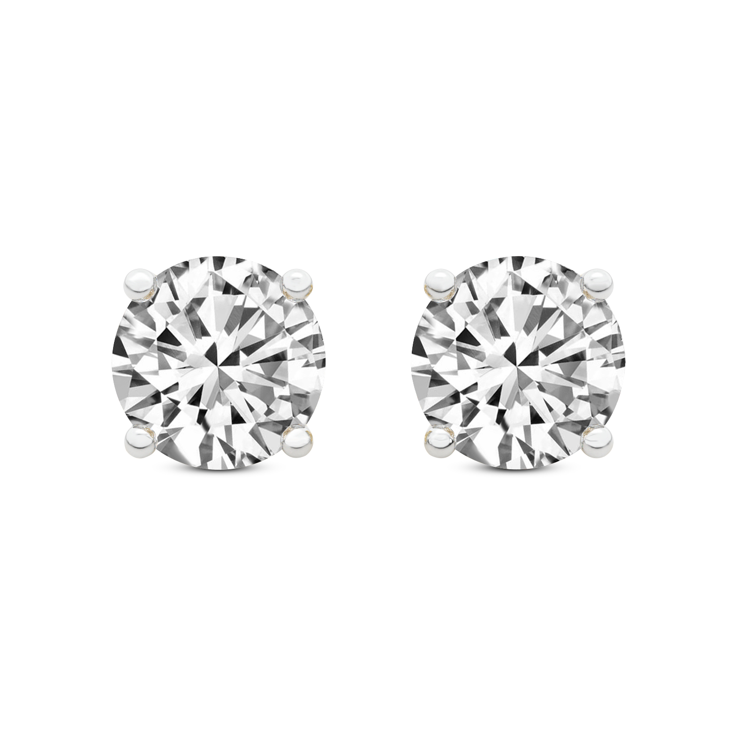 4 Prong Round Lab Diamond Stud Earrings yellow gold earring, small front view