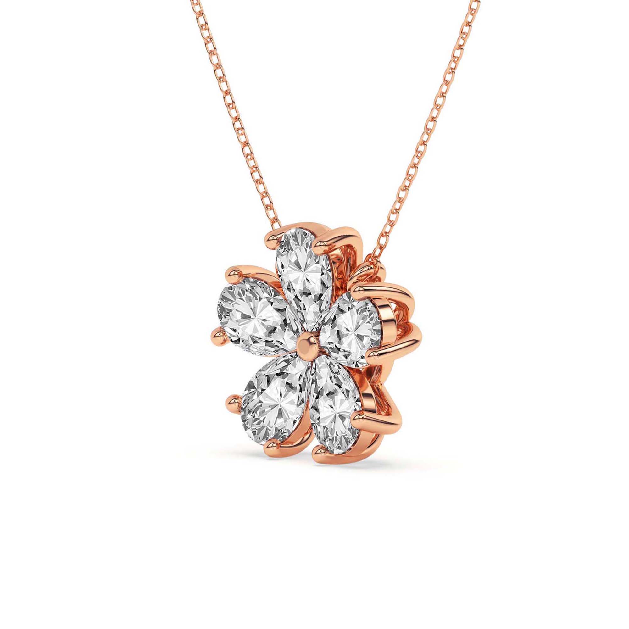 Pear Petal Lab Diamond Fashion Necklace left view