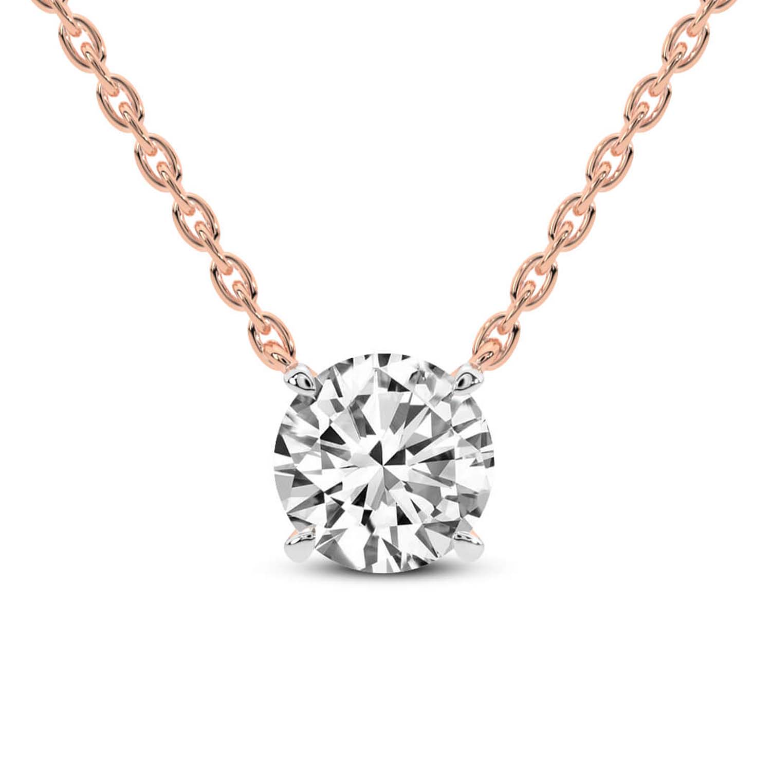 Lluvia Round Lab Diamond Solitaire Necklace front view