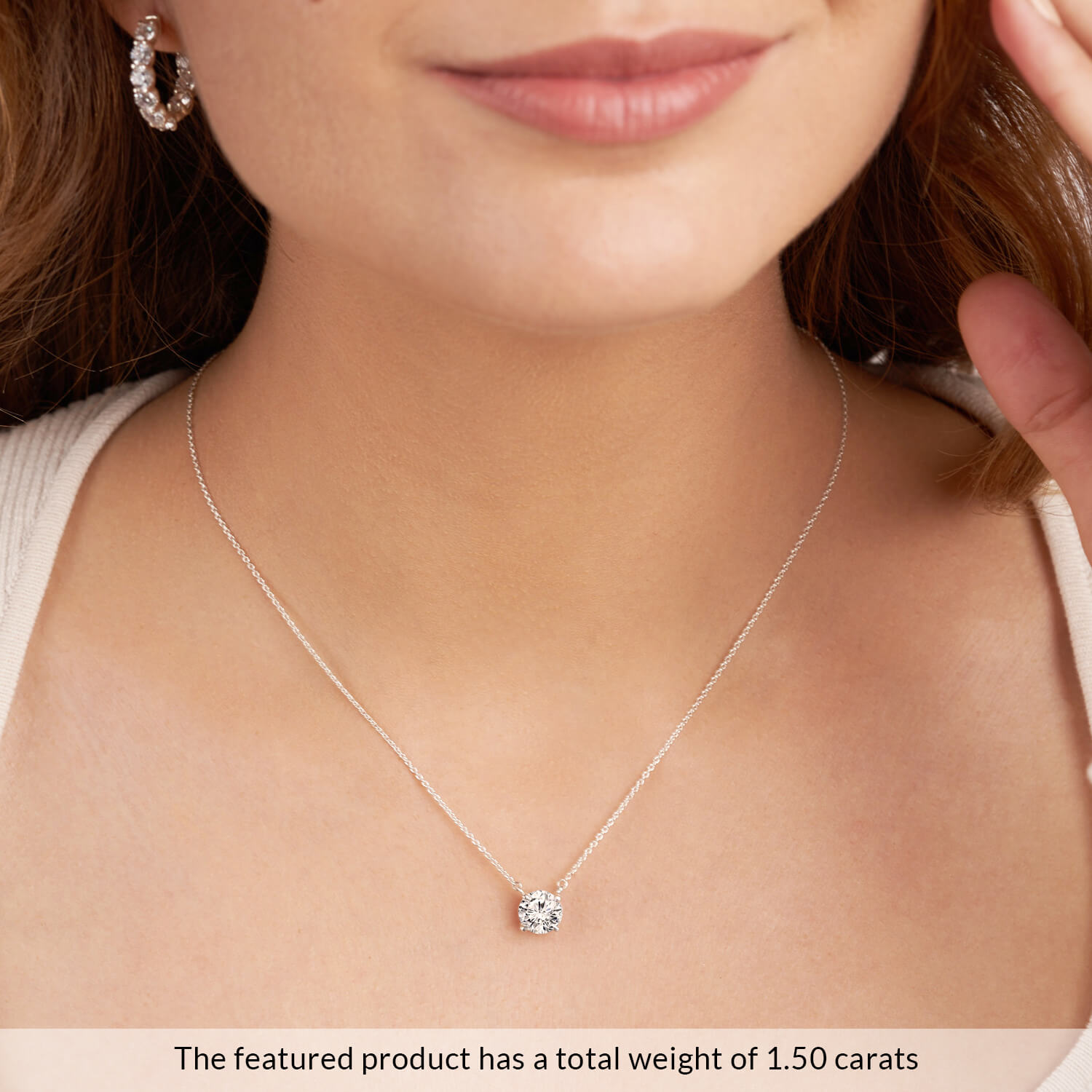 14kt White Gold Lluvia Round Solitaire Necklace 5551 (1