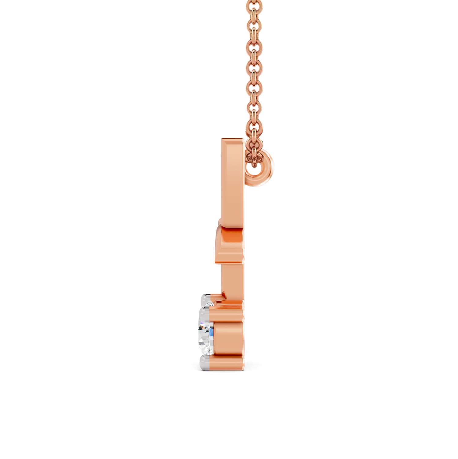 9Ct Rose Gold Minimal Lab Diamond Initial H Necklace (1/5 Ct. Tw.) left