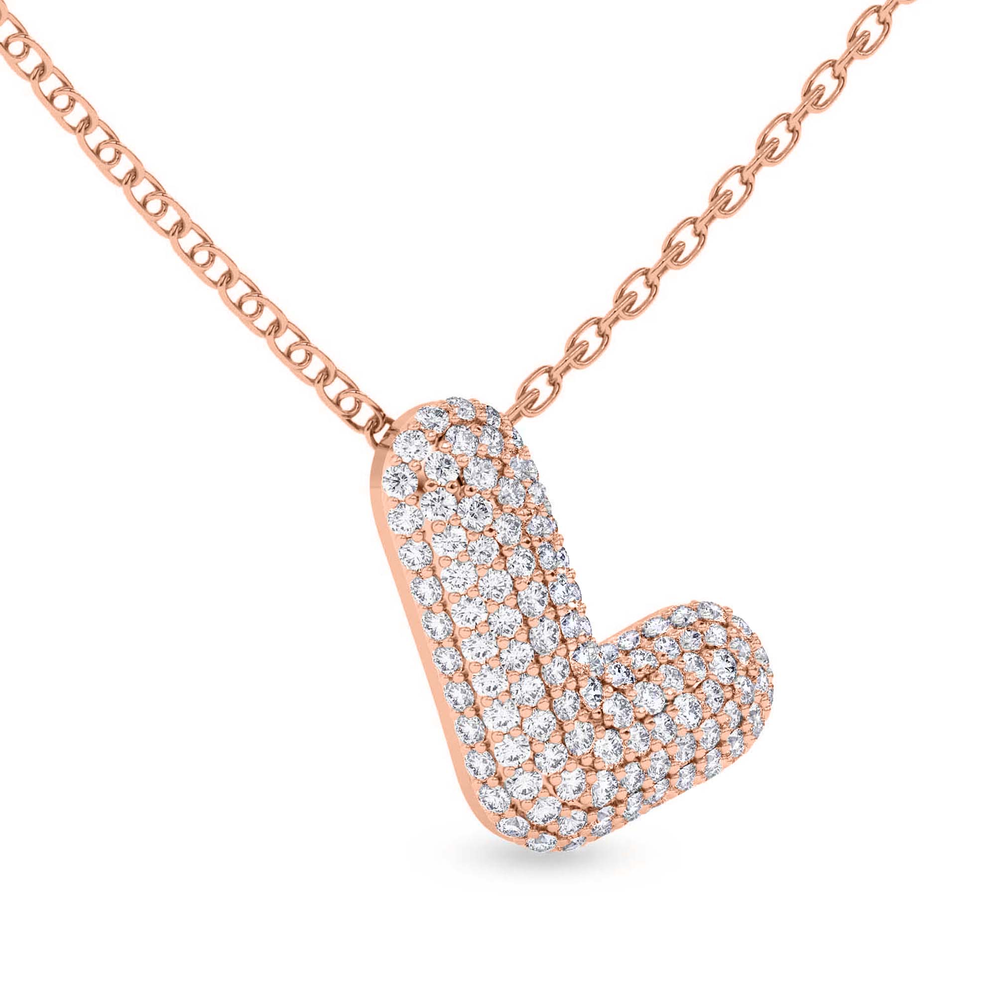 Lab Diamond Initial L Necklace left view