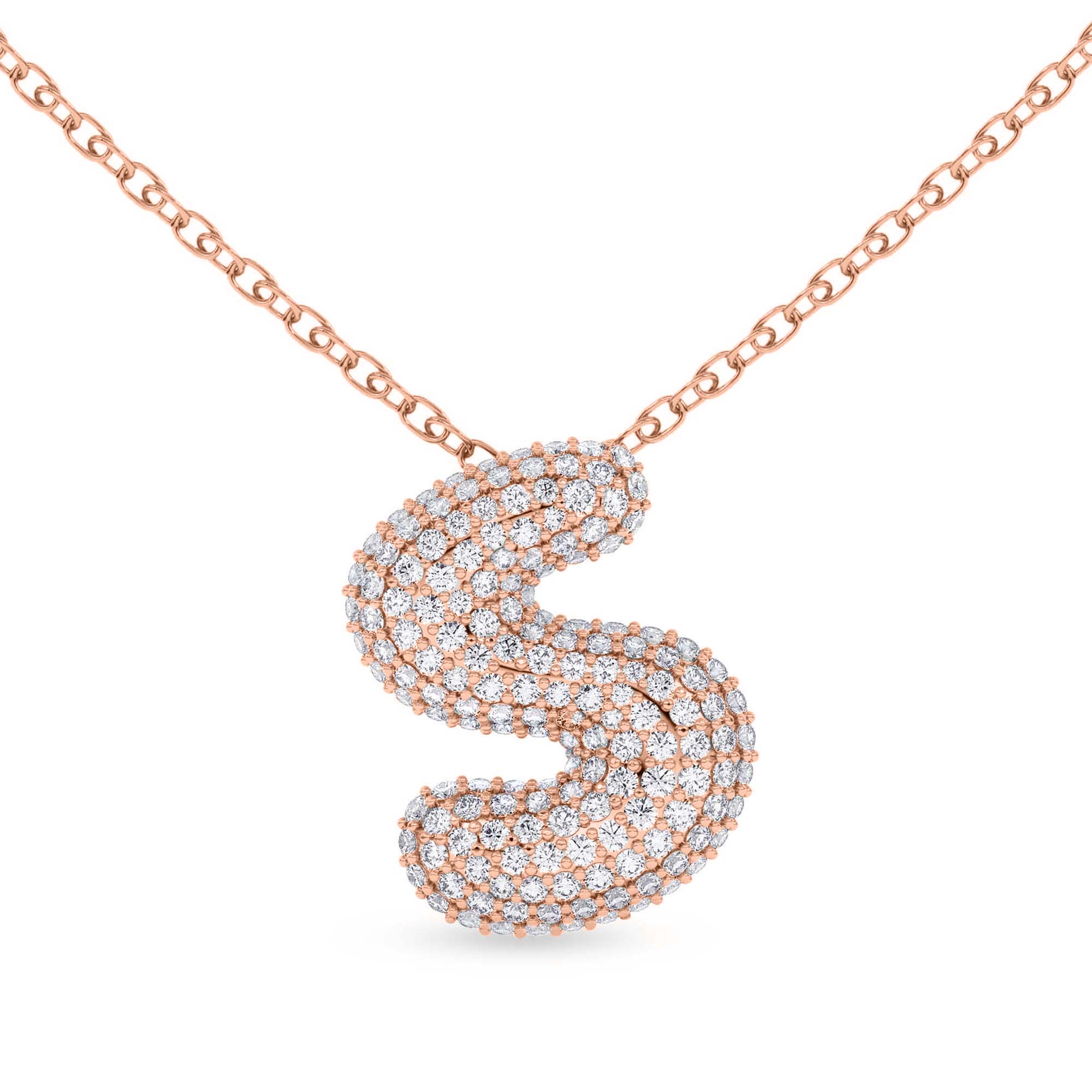 Lab Diamond Initial S Necklace front view