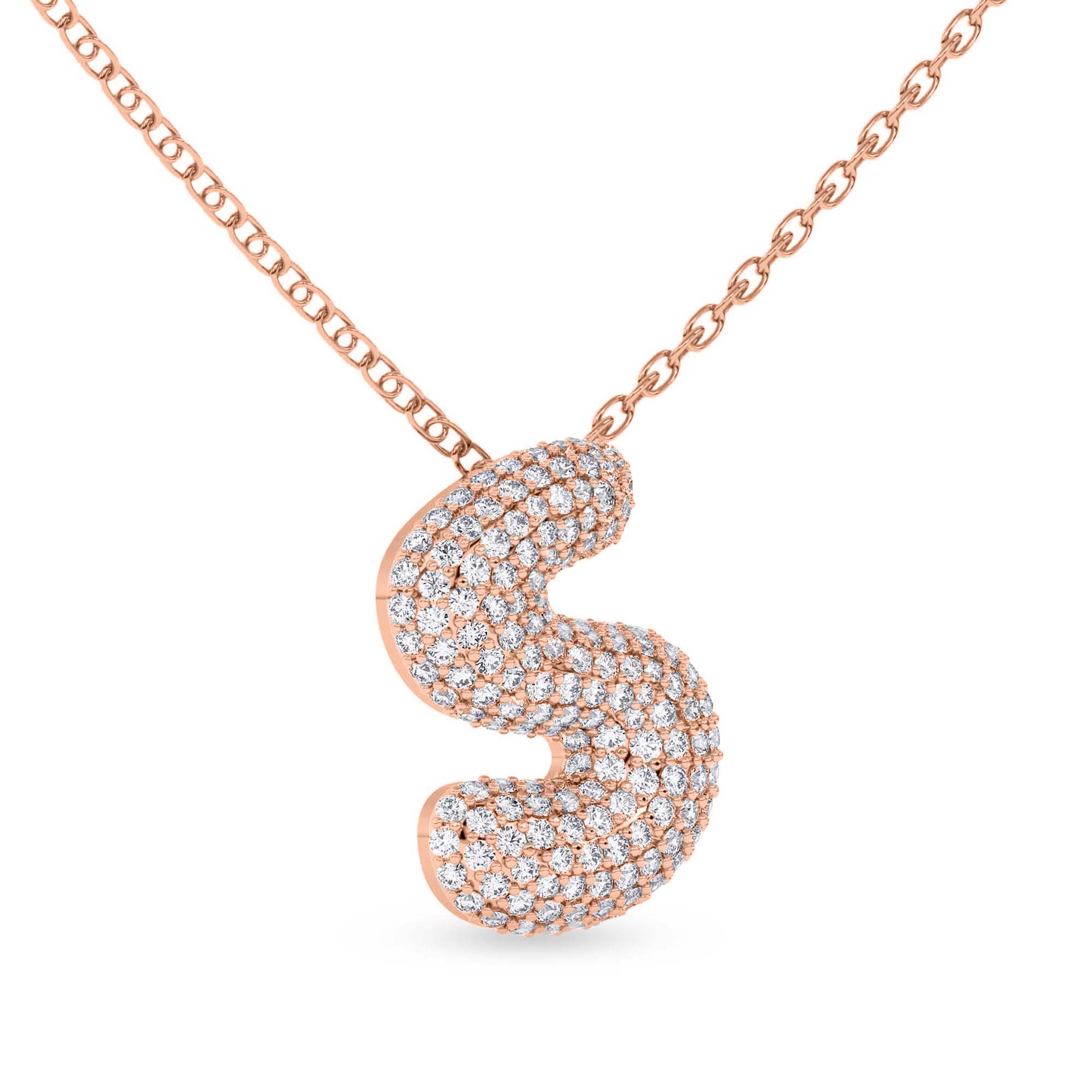 Lab Diamond Initial S Necklace left view