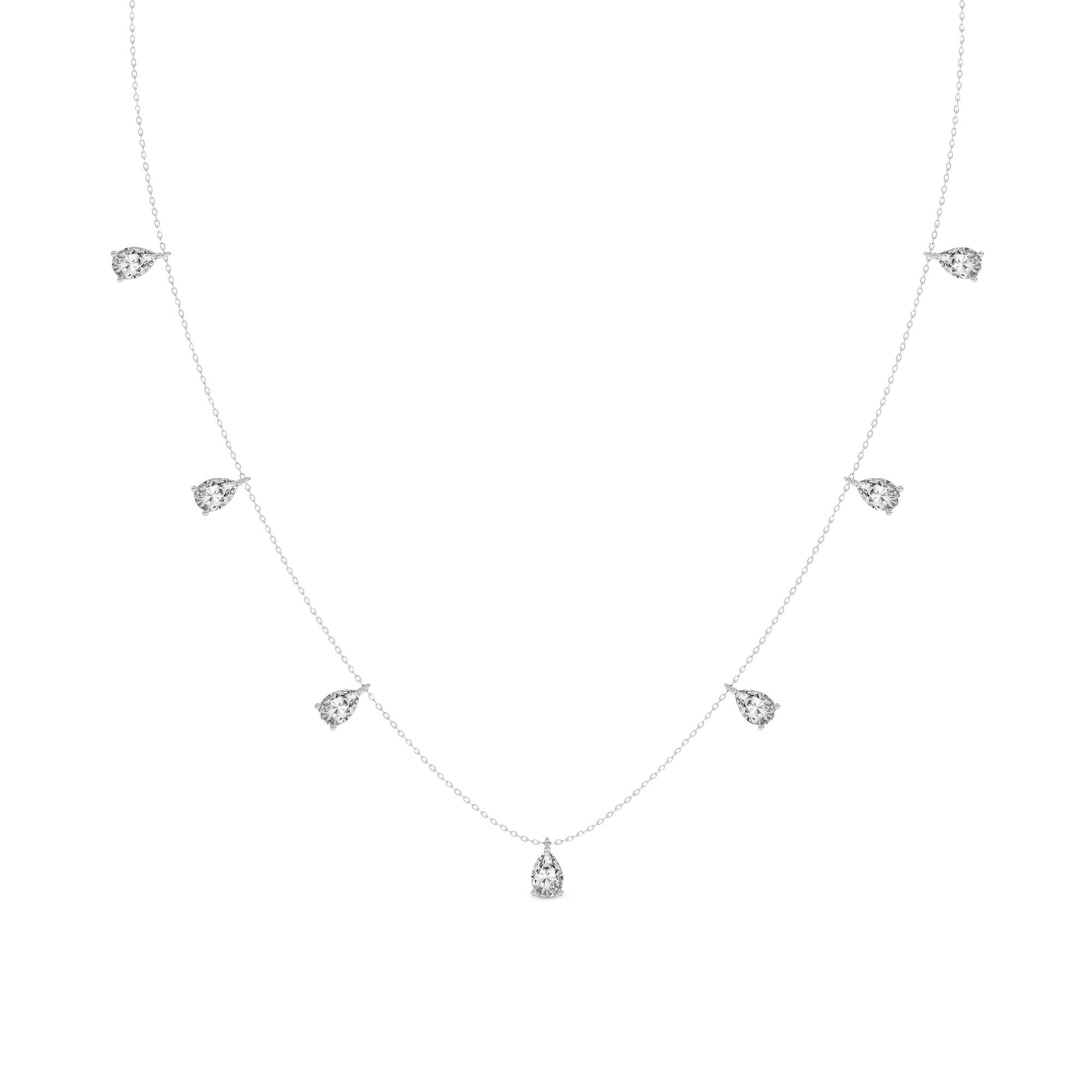 Lace of Love Pear Lab Diamond Station Fashion Necklace front view