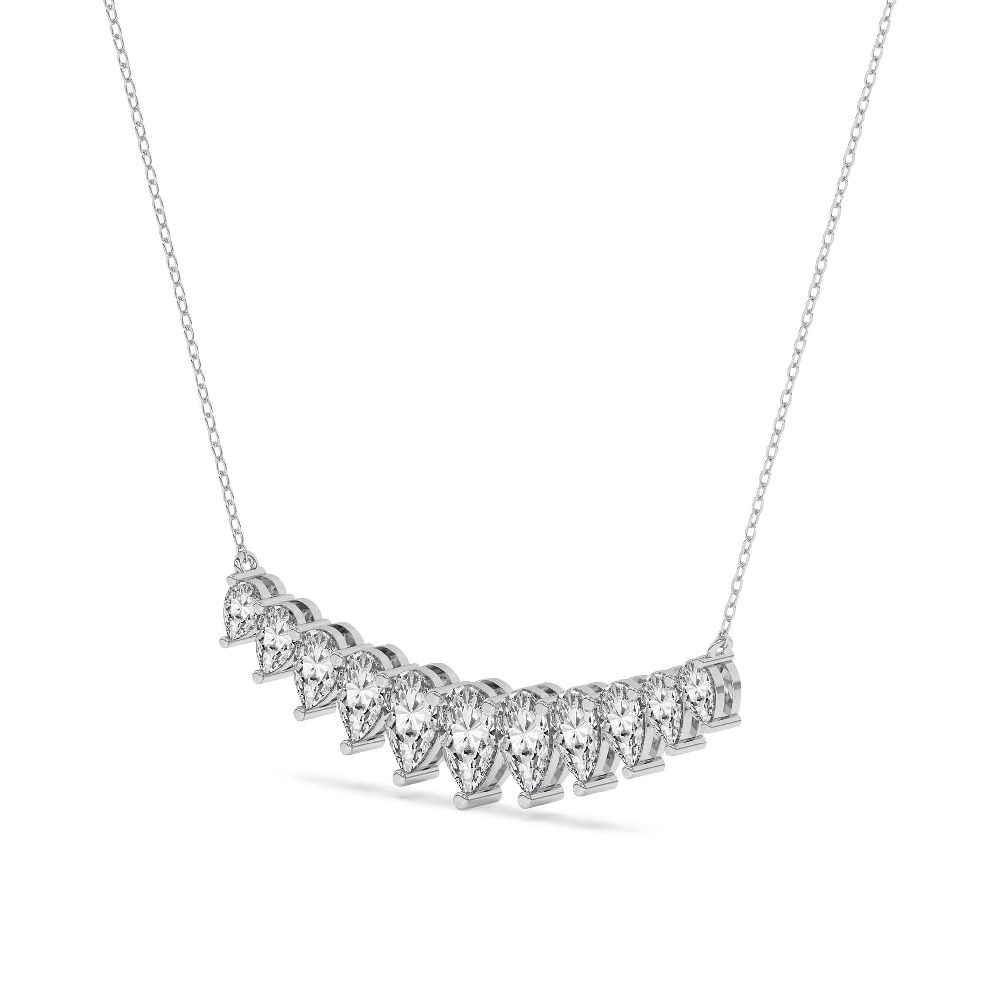 Crescent Graduating Pear Lab Diamond Fashion Necklace left view