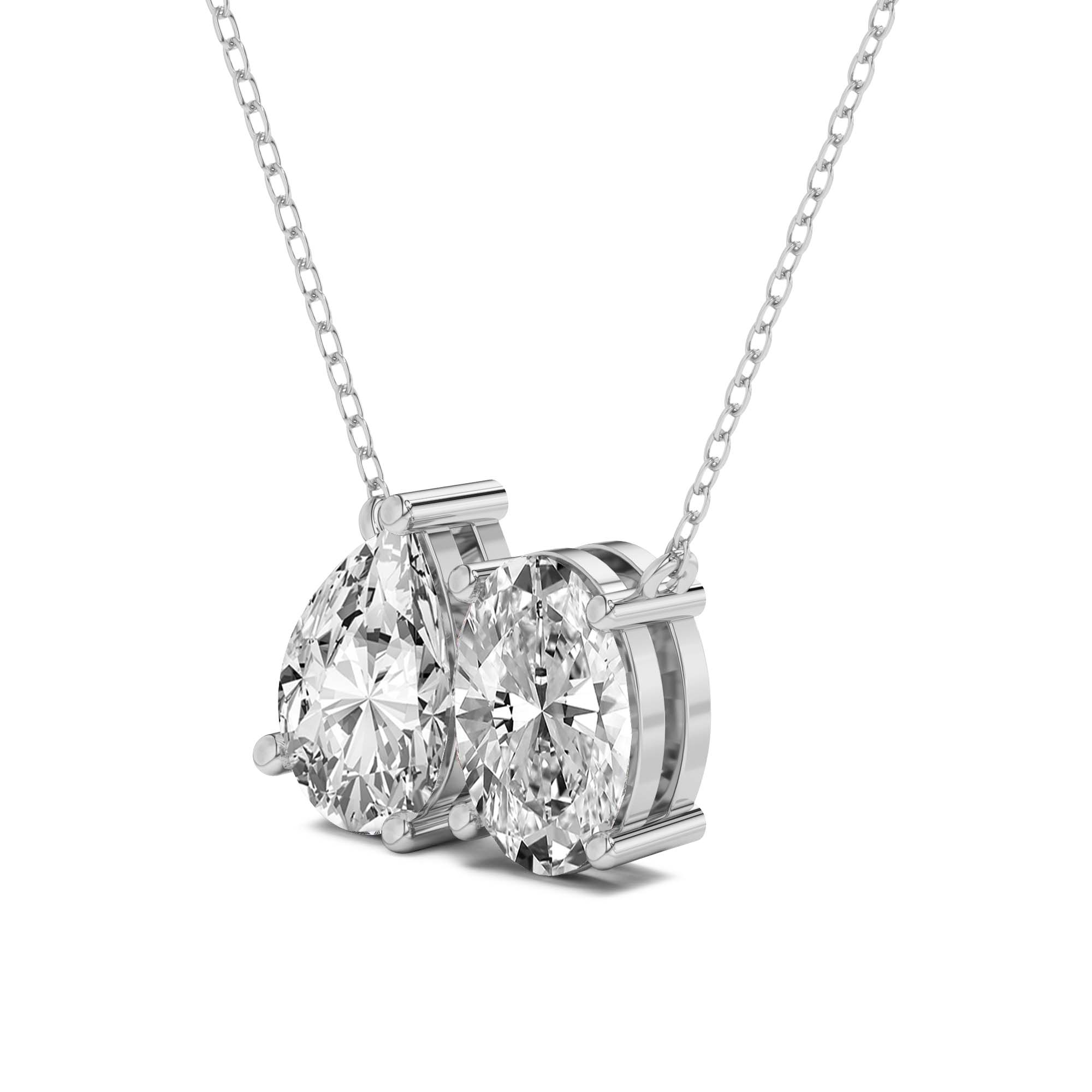 Sweetheart Spark Two Stone Pear and Oval Lab Diamond Fashion Necklace left view
