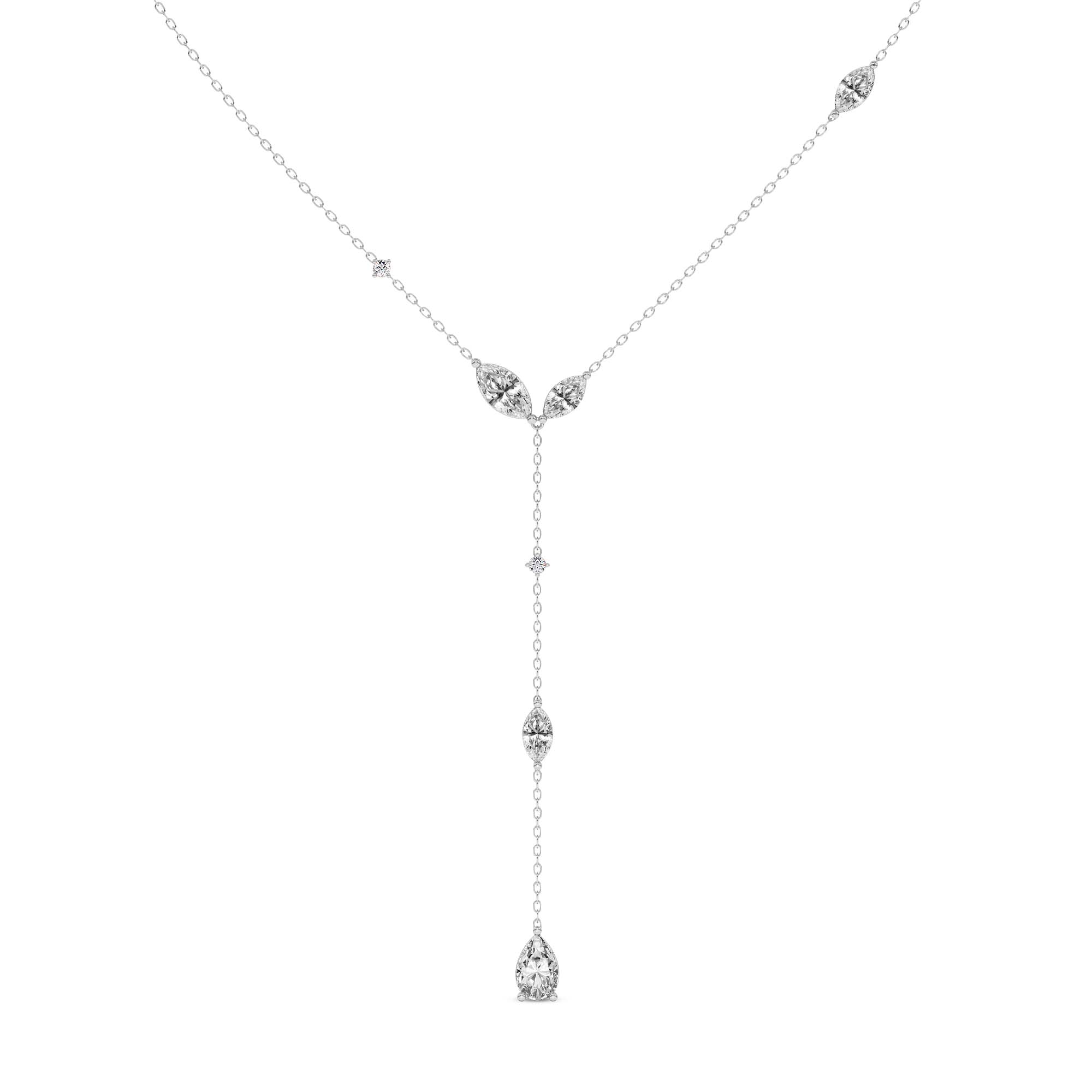 Promise Chain Lariat Lab Diamond Fashion Necklace front view