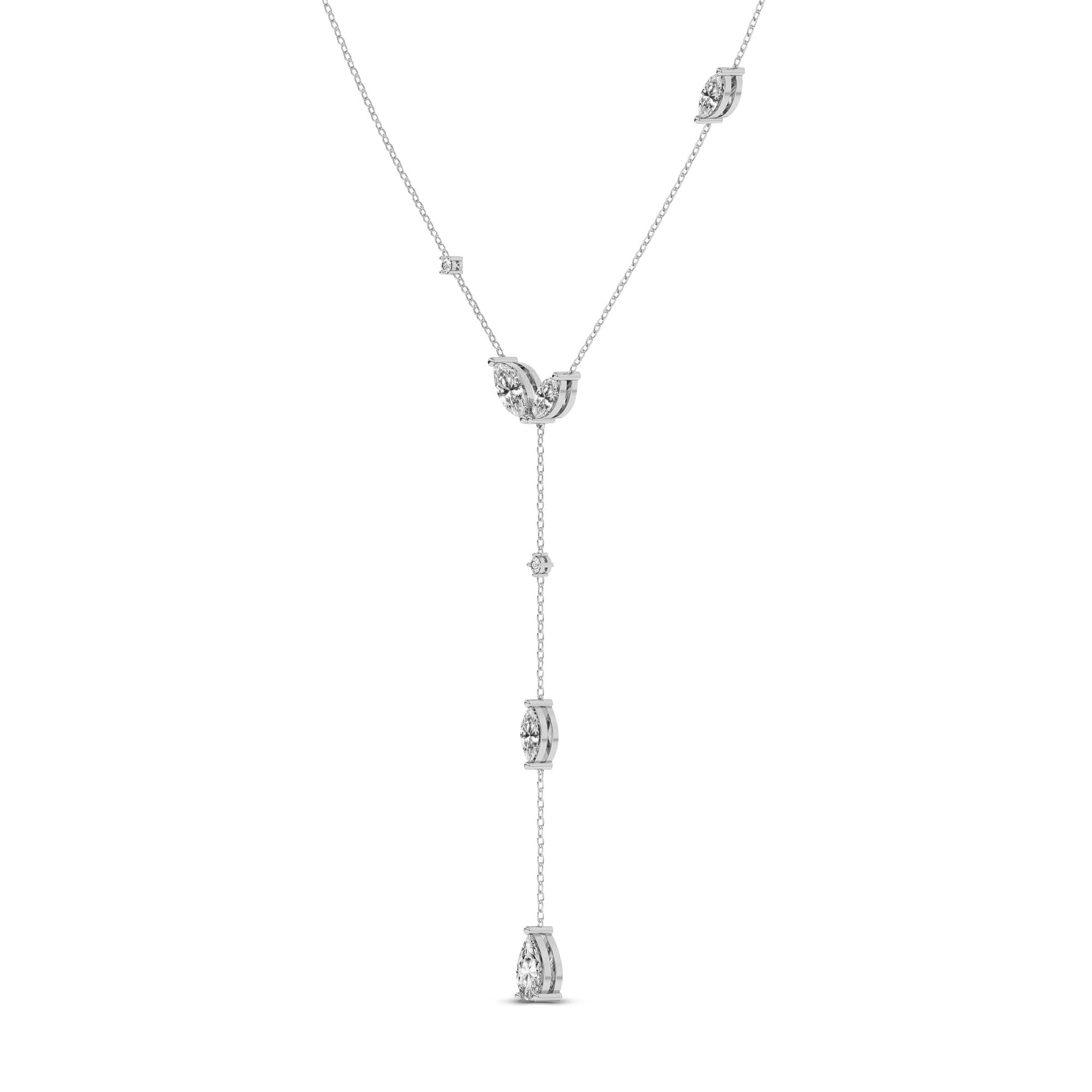 Promise Chain Lariat Lab Diamond Fashion Necklace left view