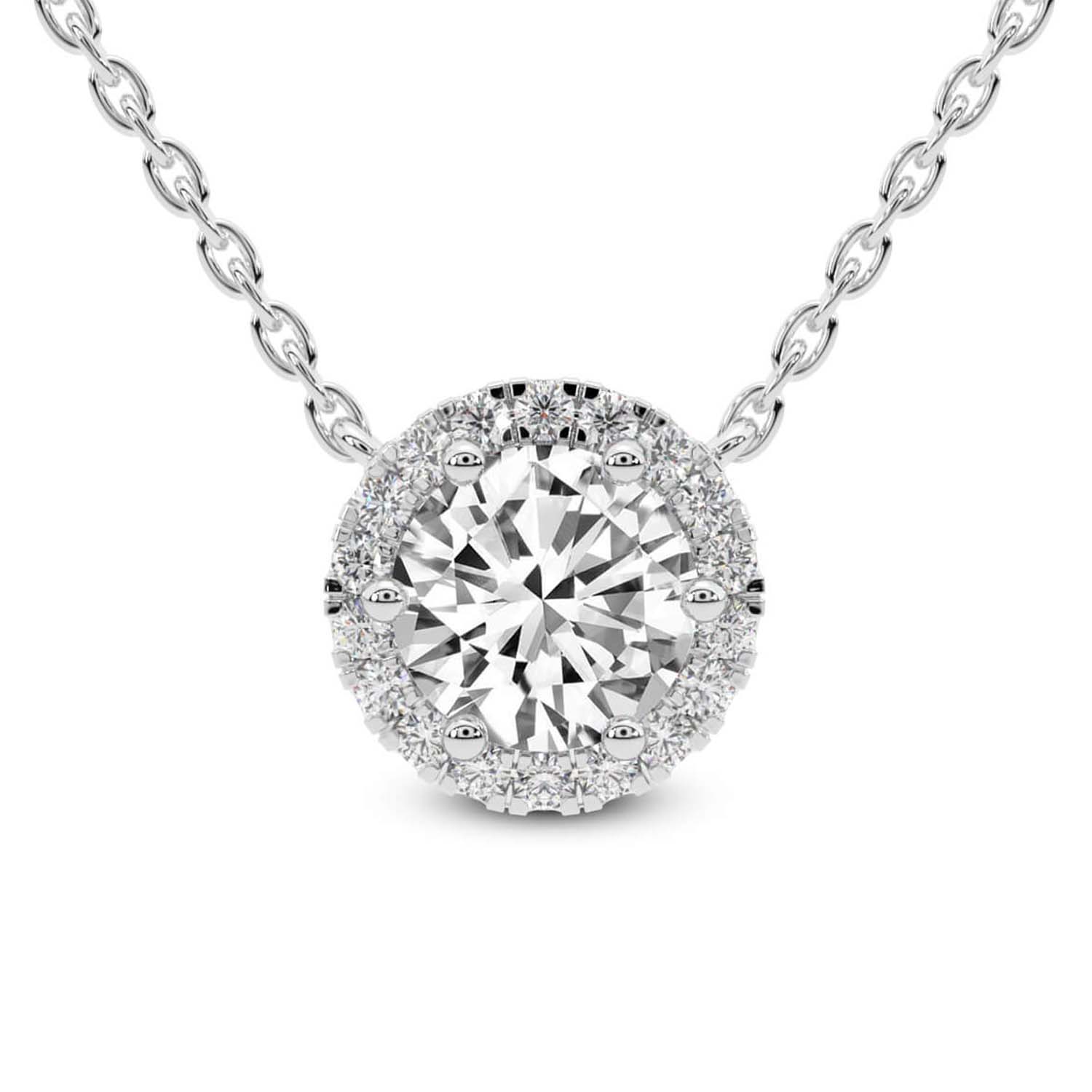 Belleza Halo Solitaire Necklace front view