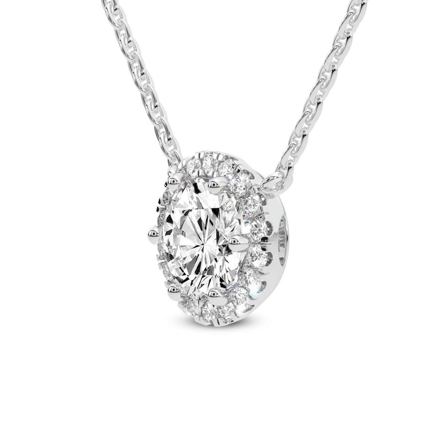 Platinum Belleza Halo Lab Diamond Solitaire Necklace (1/2 Ct. Tw.) side right image one