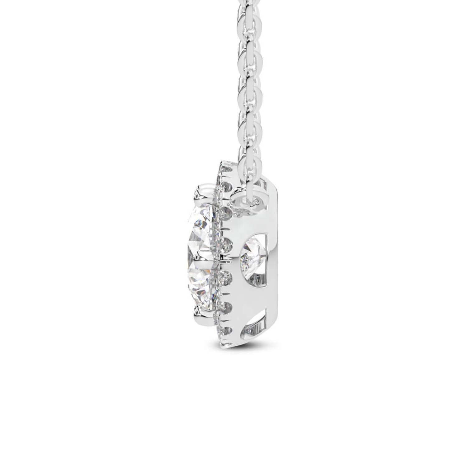 Platinum Belleza Halo Lab Diamond Solitaire Necklace (1/2 Ct. Tw.) standing product image one