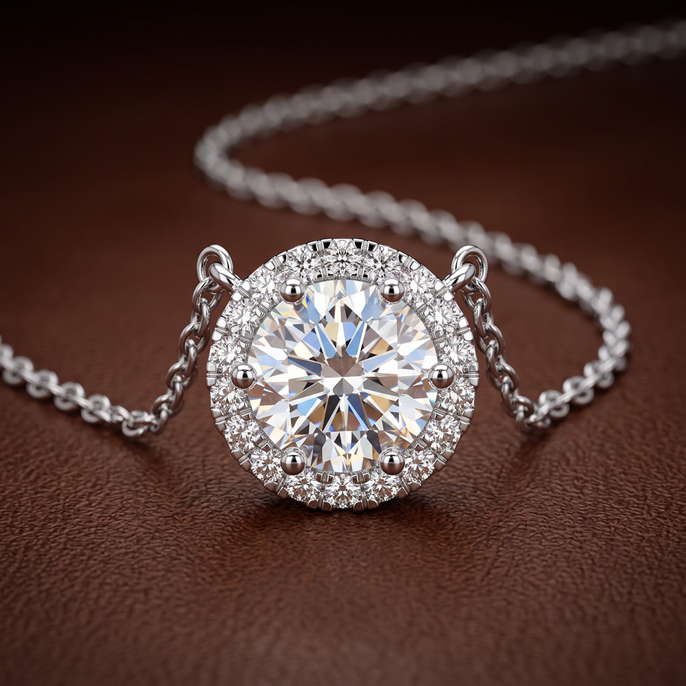 Platinum Belleza Halo Lab Diamond Solitaire Necklace (1/2 Ct. Tw.) color product image two