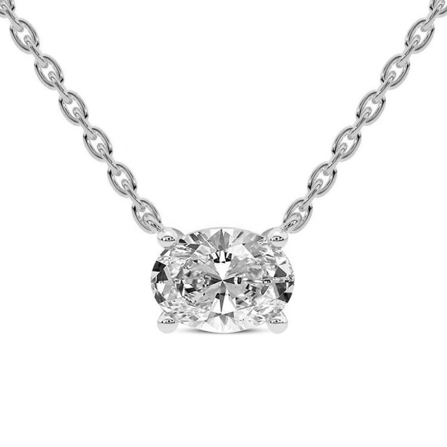 Fernanda Oval Lab Diamond Solitaire Necklace front view