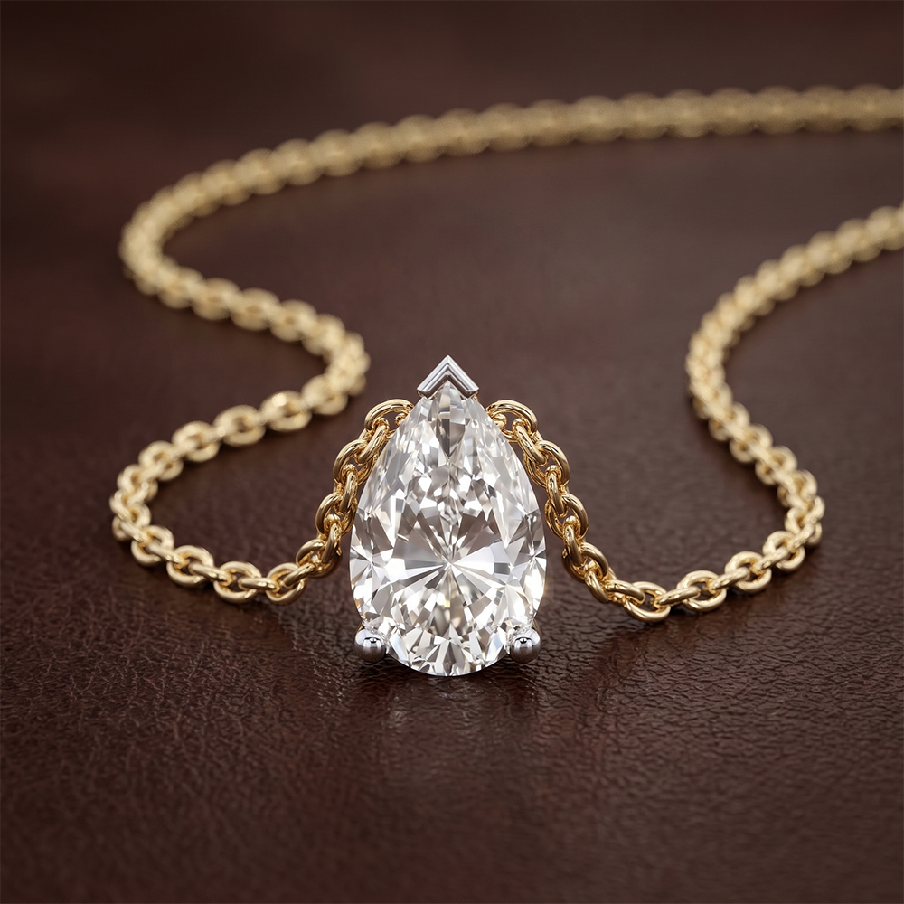 14kt White Gold Marisol Pear Lab Diamond Solitaire Necklace (1/2 Ct. Tw.) color product image one