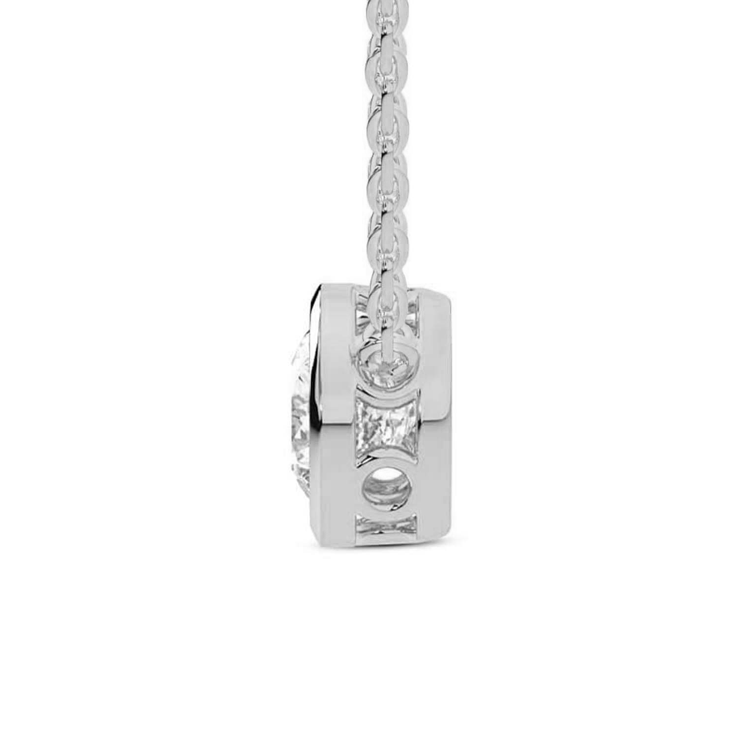 Agustina Round Bezel Solitaire Necklace left view