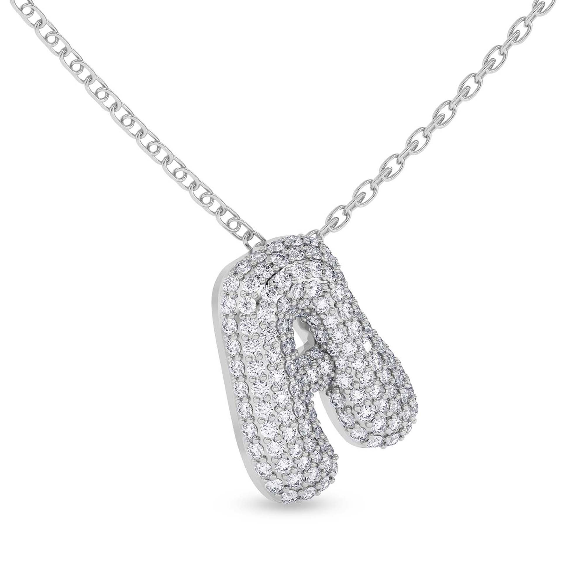 Lab Diamond Initial A Necklace left view