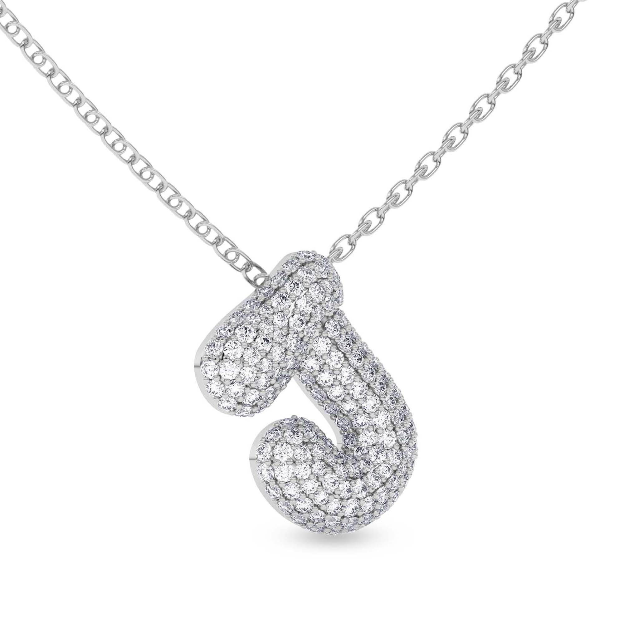 Lab Diamond Initial J Necklace left view