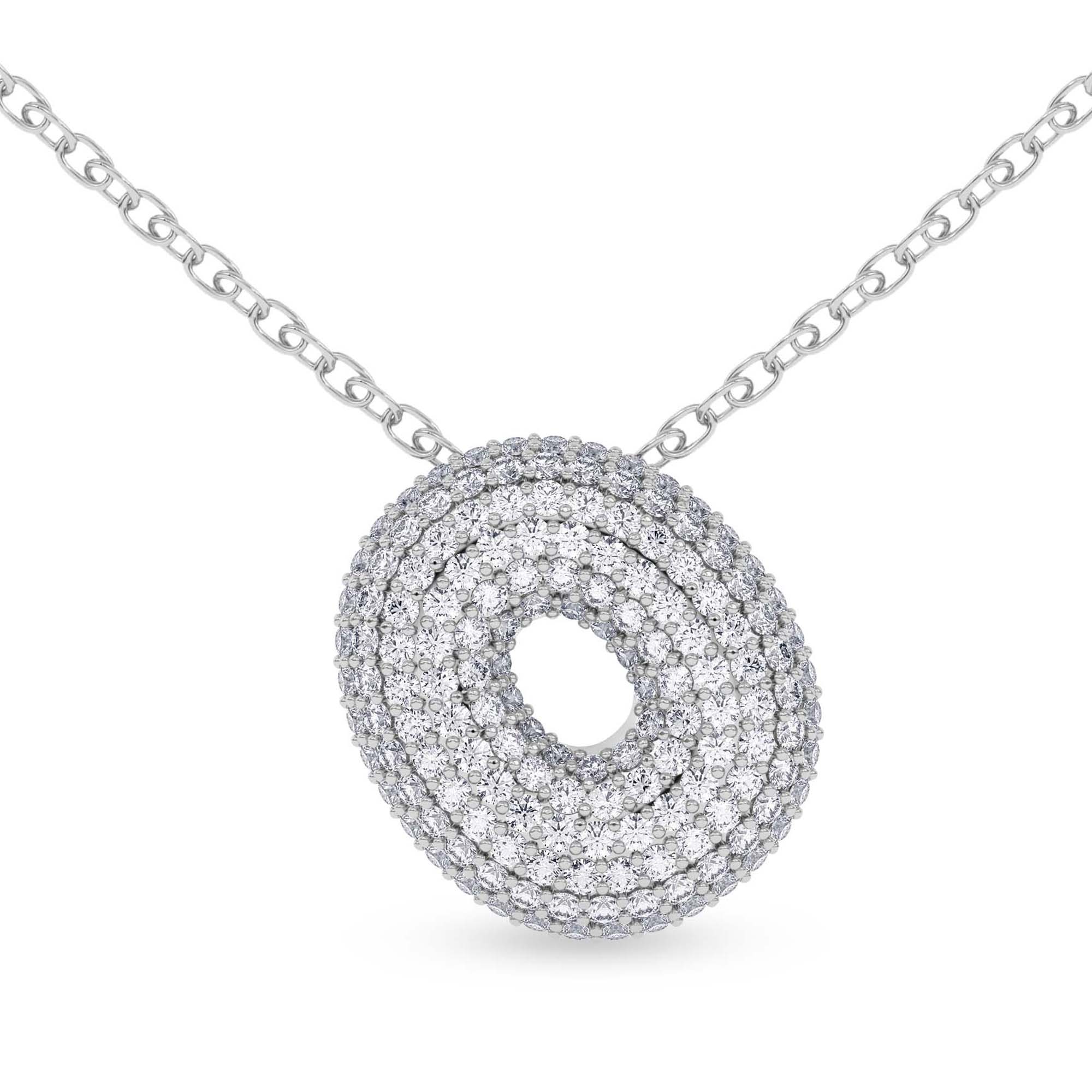 Lab Diamond Initial O Necklace front view