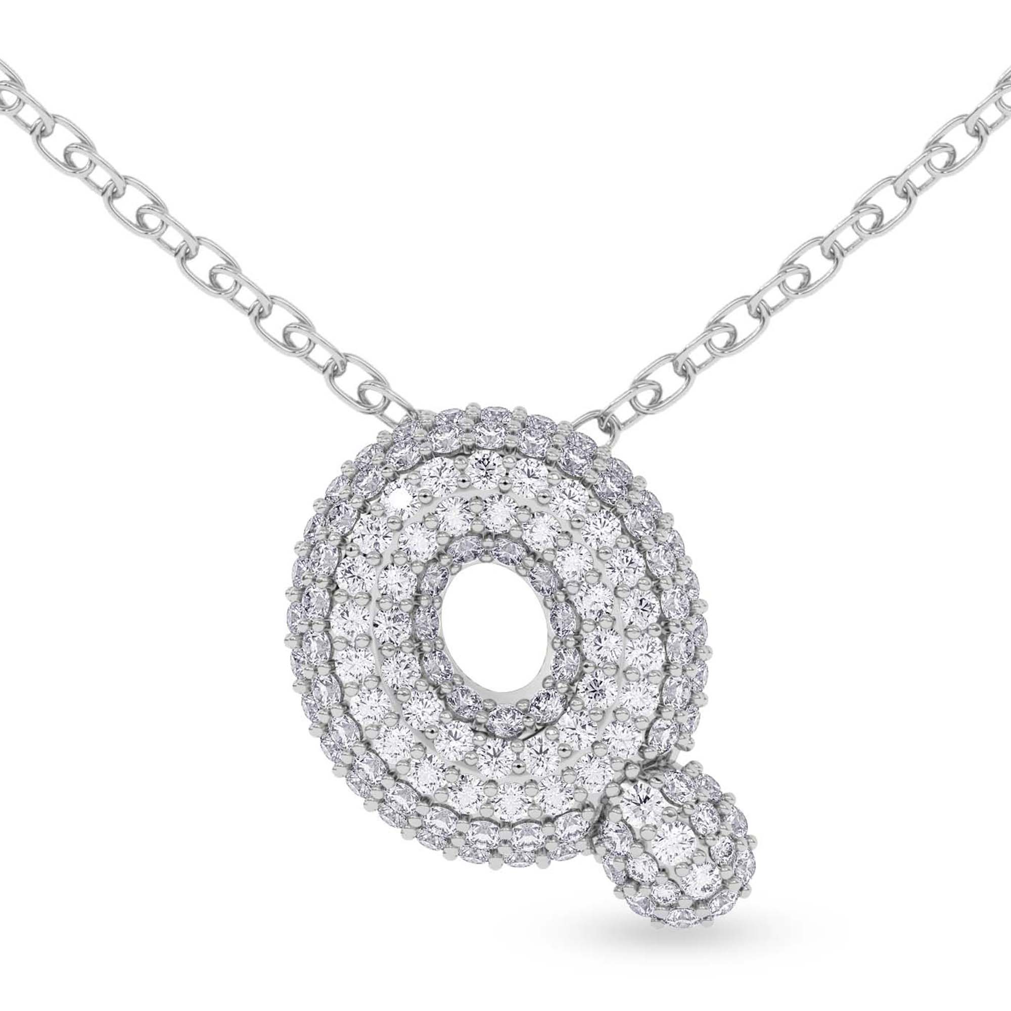 Lab Diamond Initial Q Necklace front view