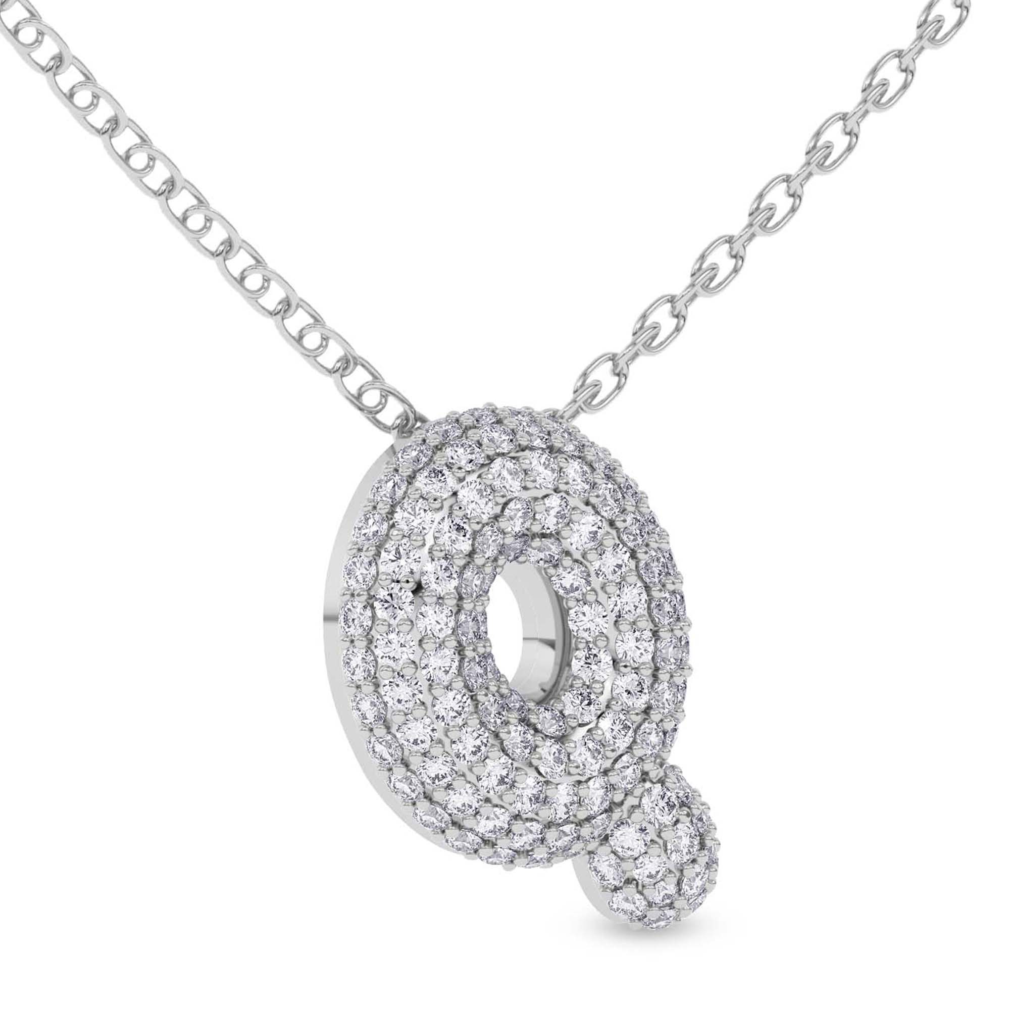 Lab Diamond Initial Q Necklace left view