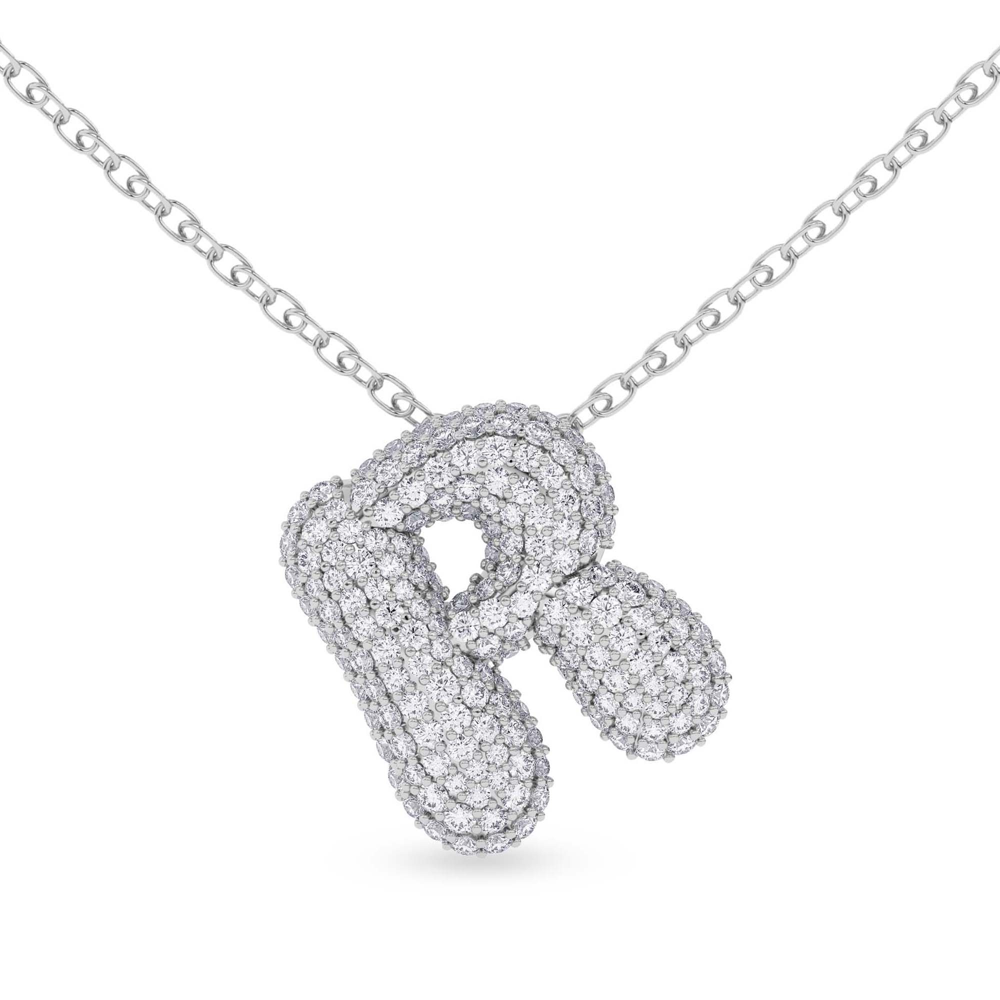 Lab Diamond Initial R Necklace front view