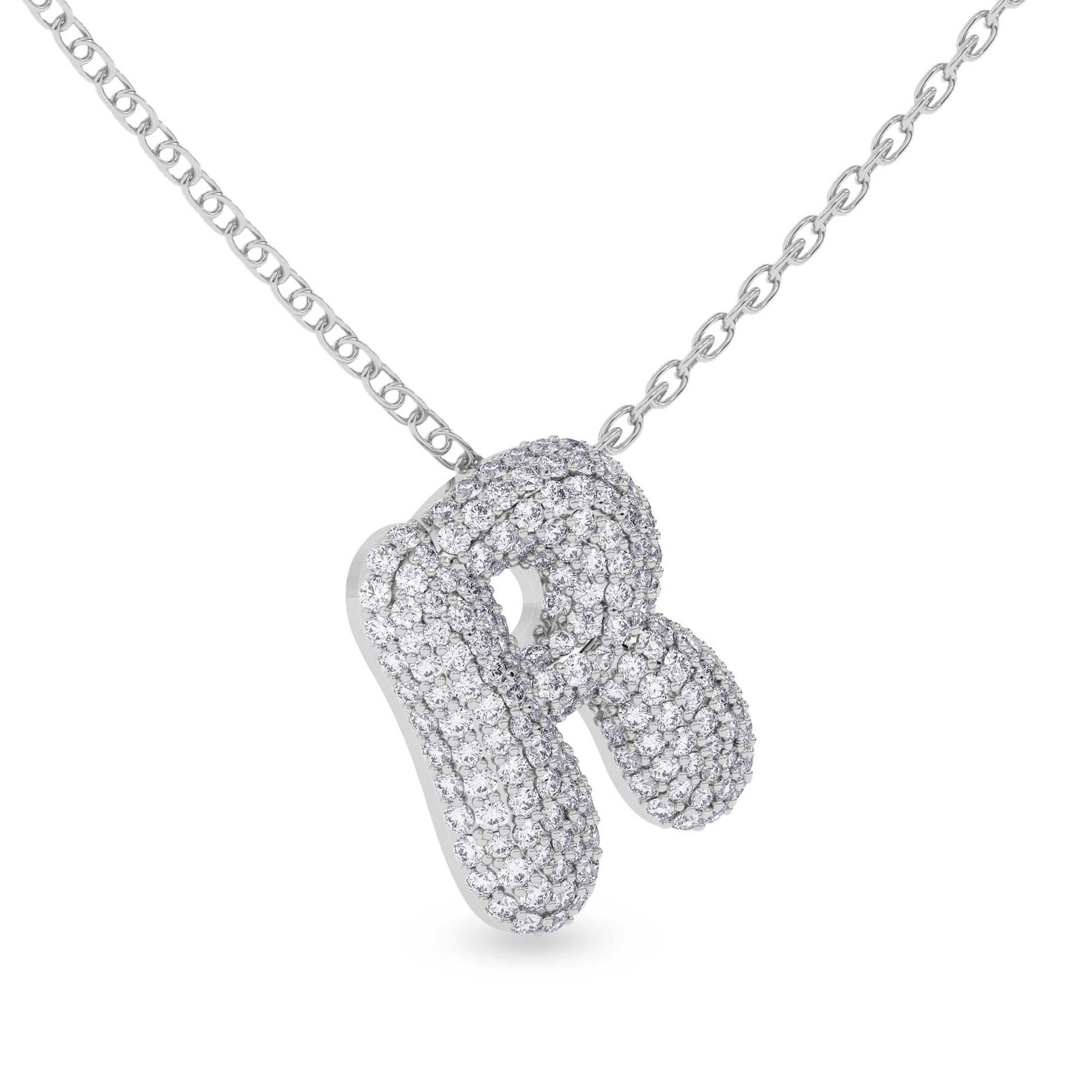 Lab Diamond Initial R Necklace left view
