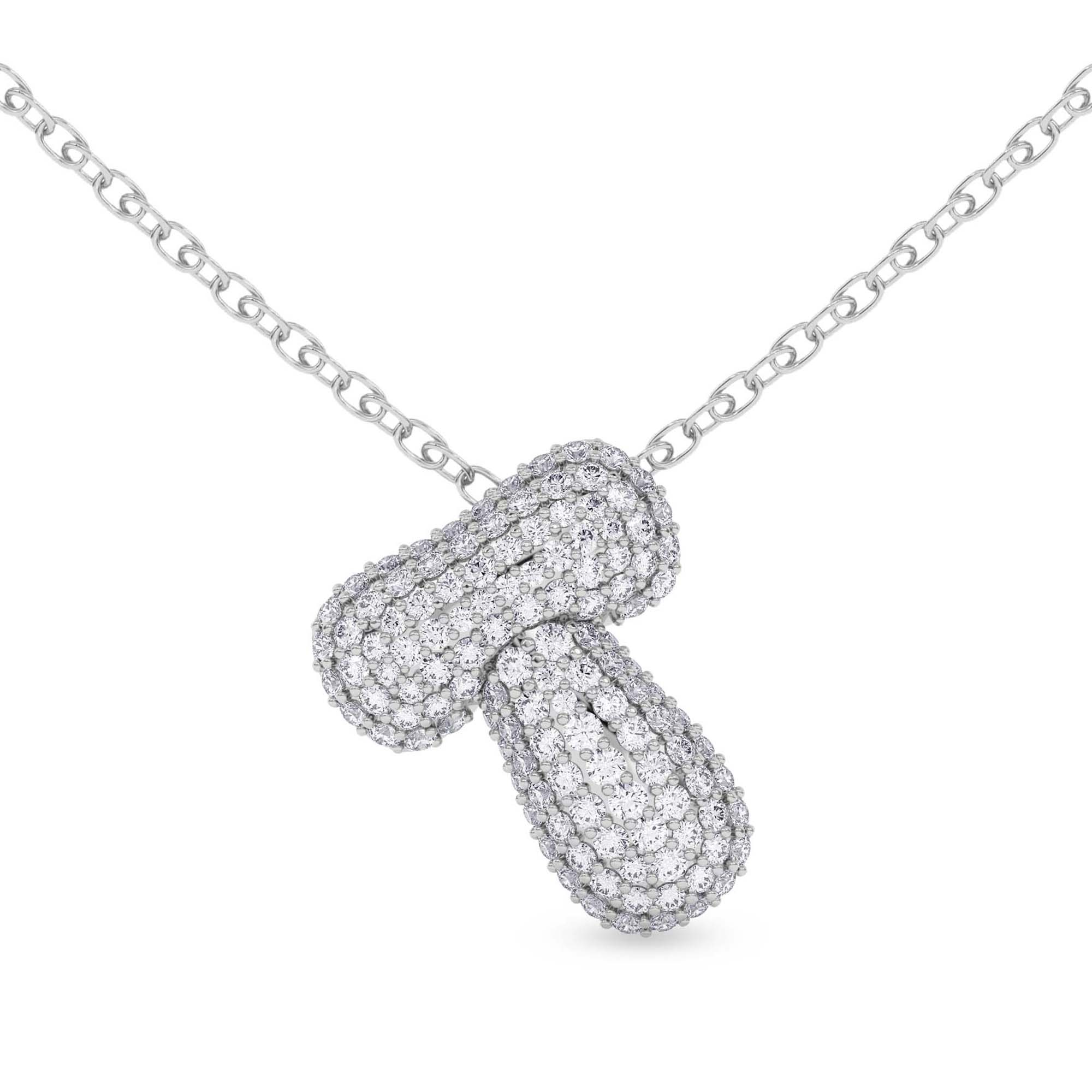 Lab Diamond Initial T Necklace front view
