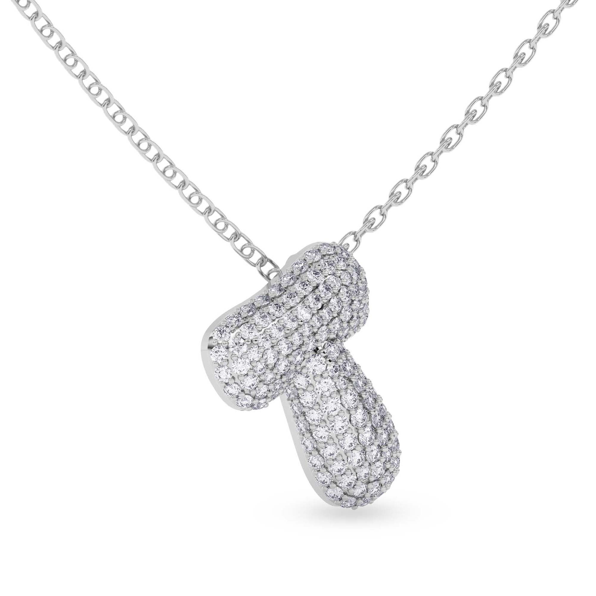 Lab Diamond Initial T Necklace left view