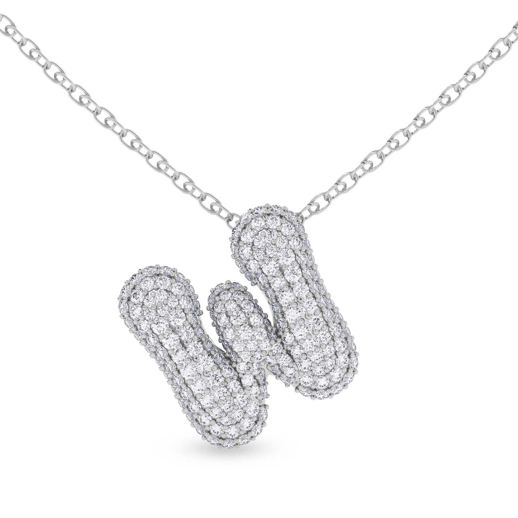 Lab Diamond Initial W Necklace front view