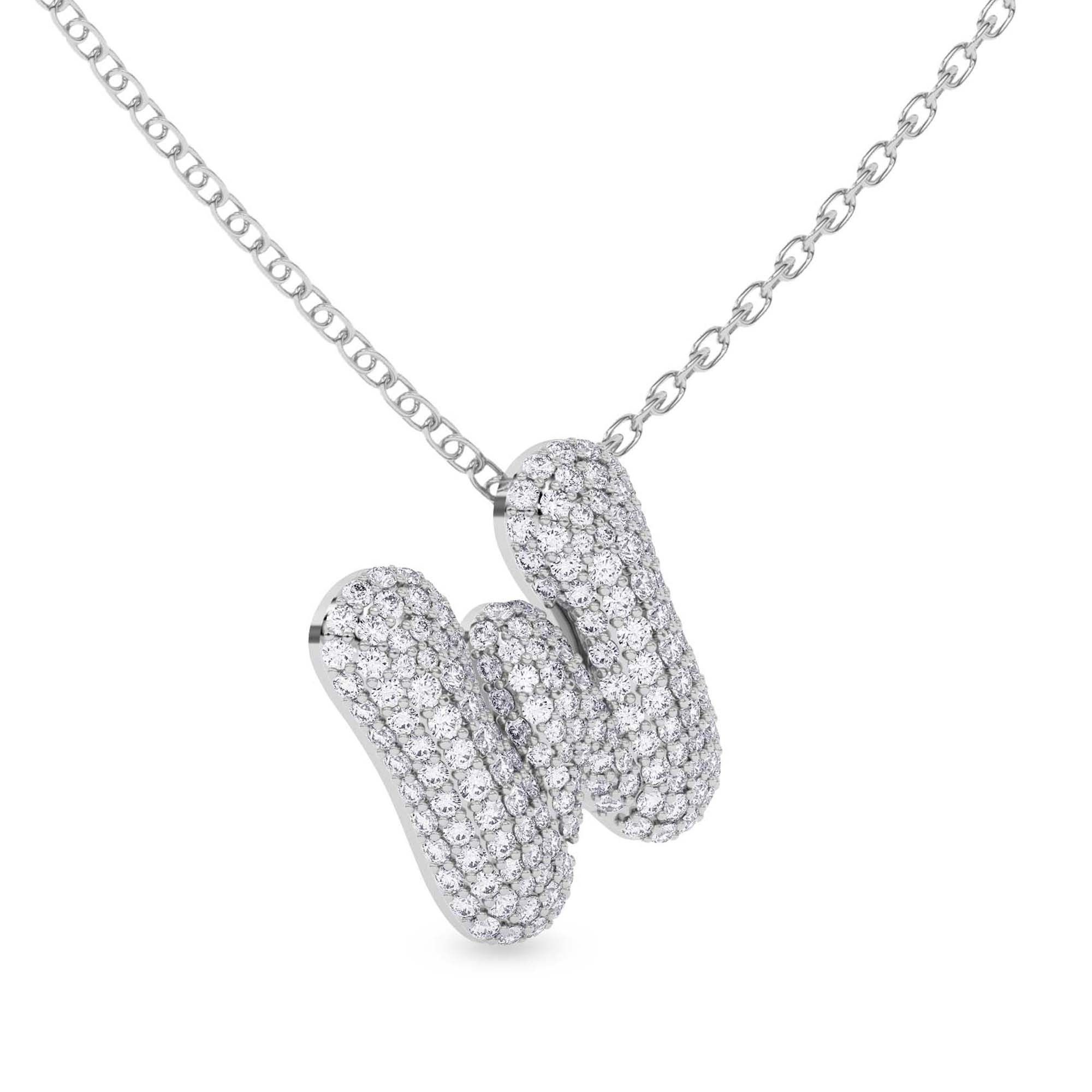Lab Diamond Initial W Necklace left view