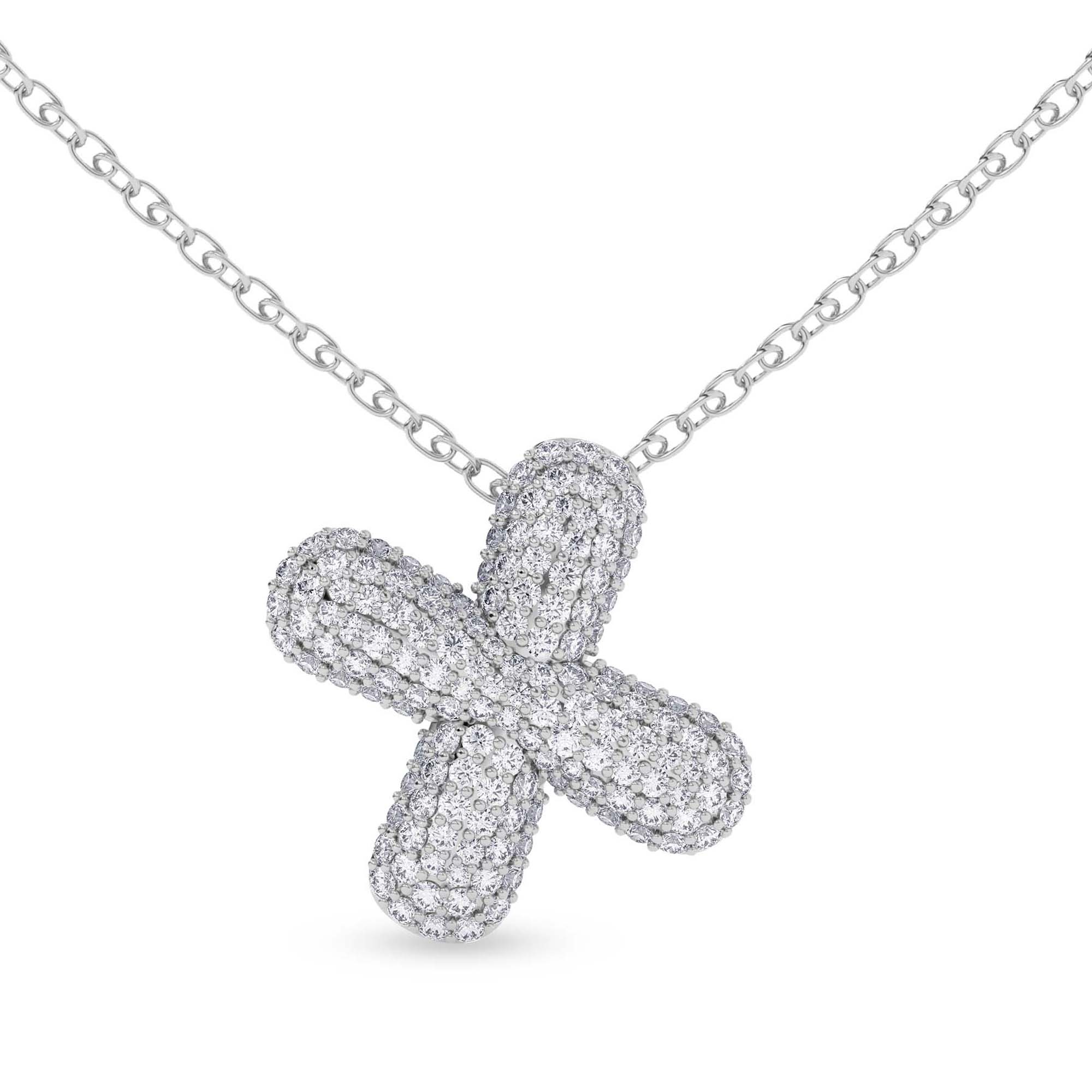 Lab Diamond Initial X Necklace front view