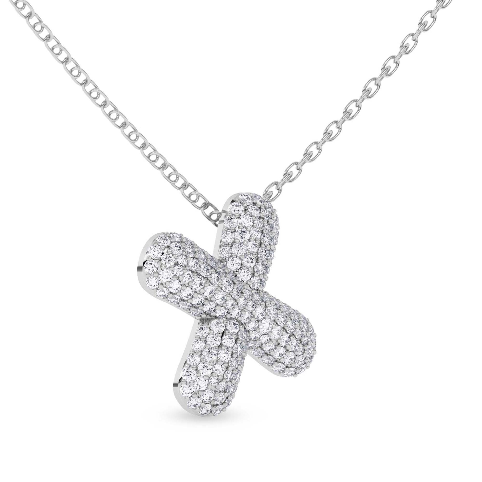 Lab Diamond Initial X Necklace left view