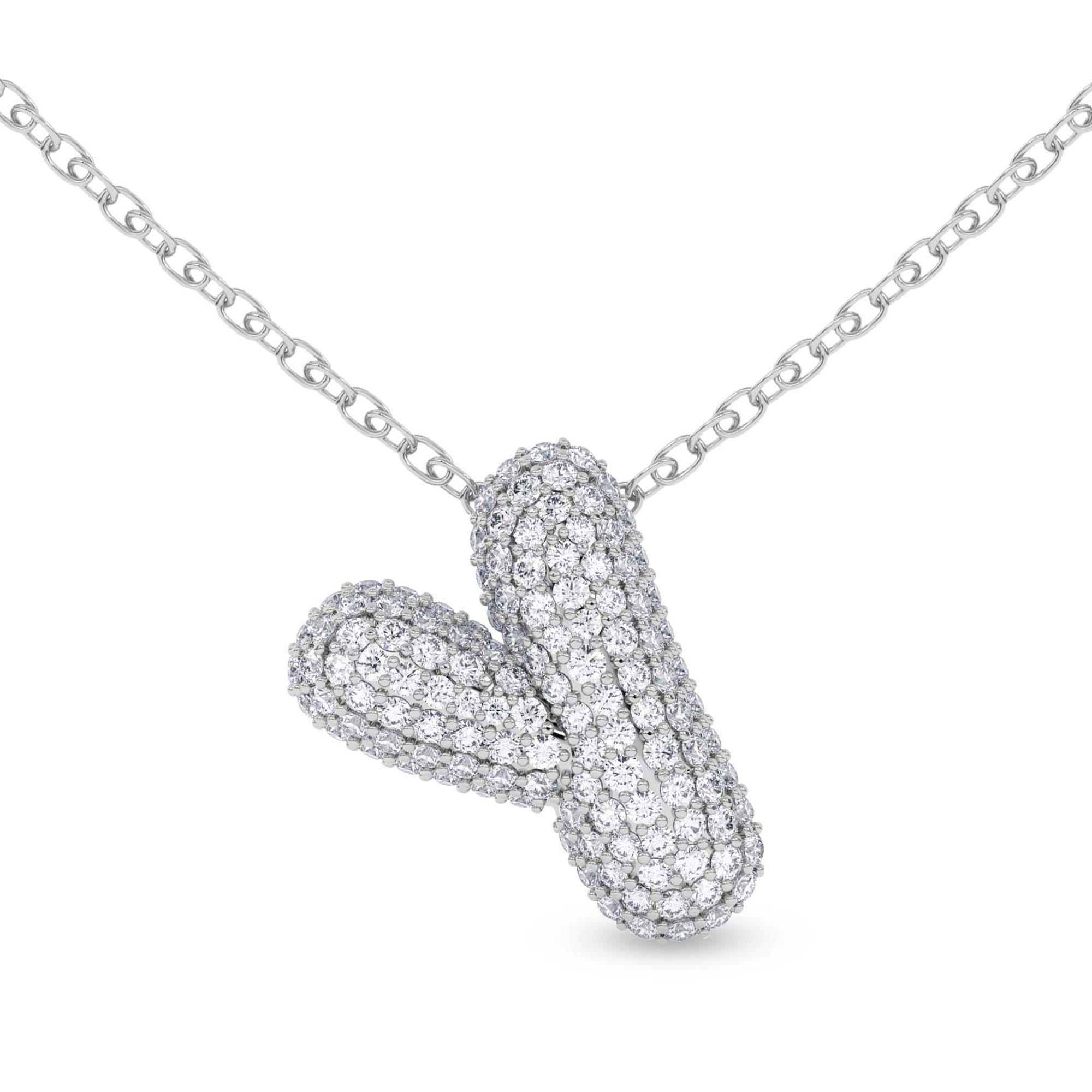 Lab Diamond Initial Y Necklace front view