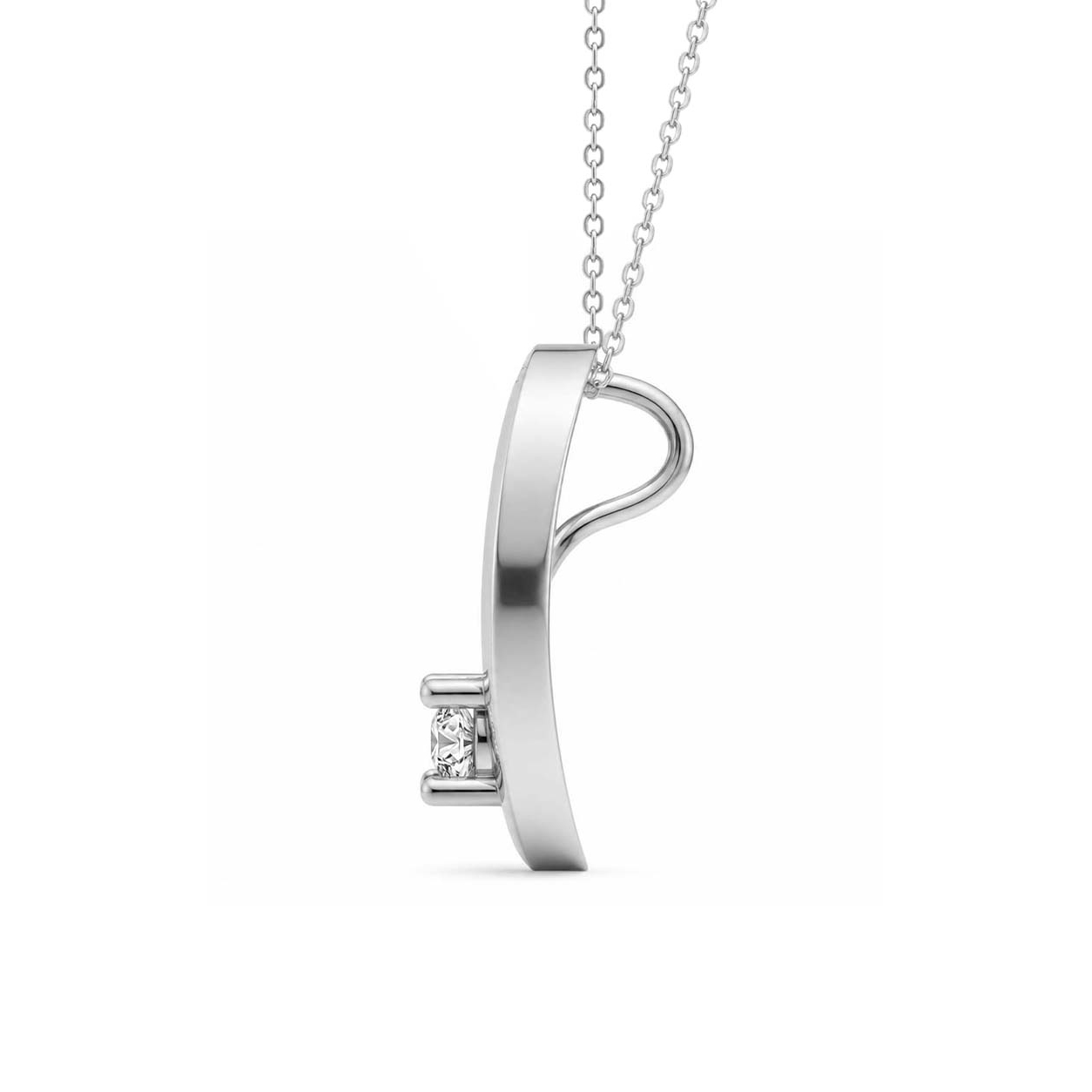 9Ct White Gold Minimal Lab Diamond Initial C Necklace (1/5 Ct. Tw.) left