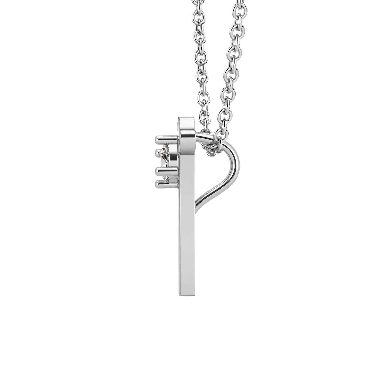 9Ct White Gold Minimal Lab Diamond Initial F Necklace (1/5 Ct. Tw.) left