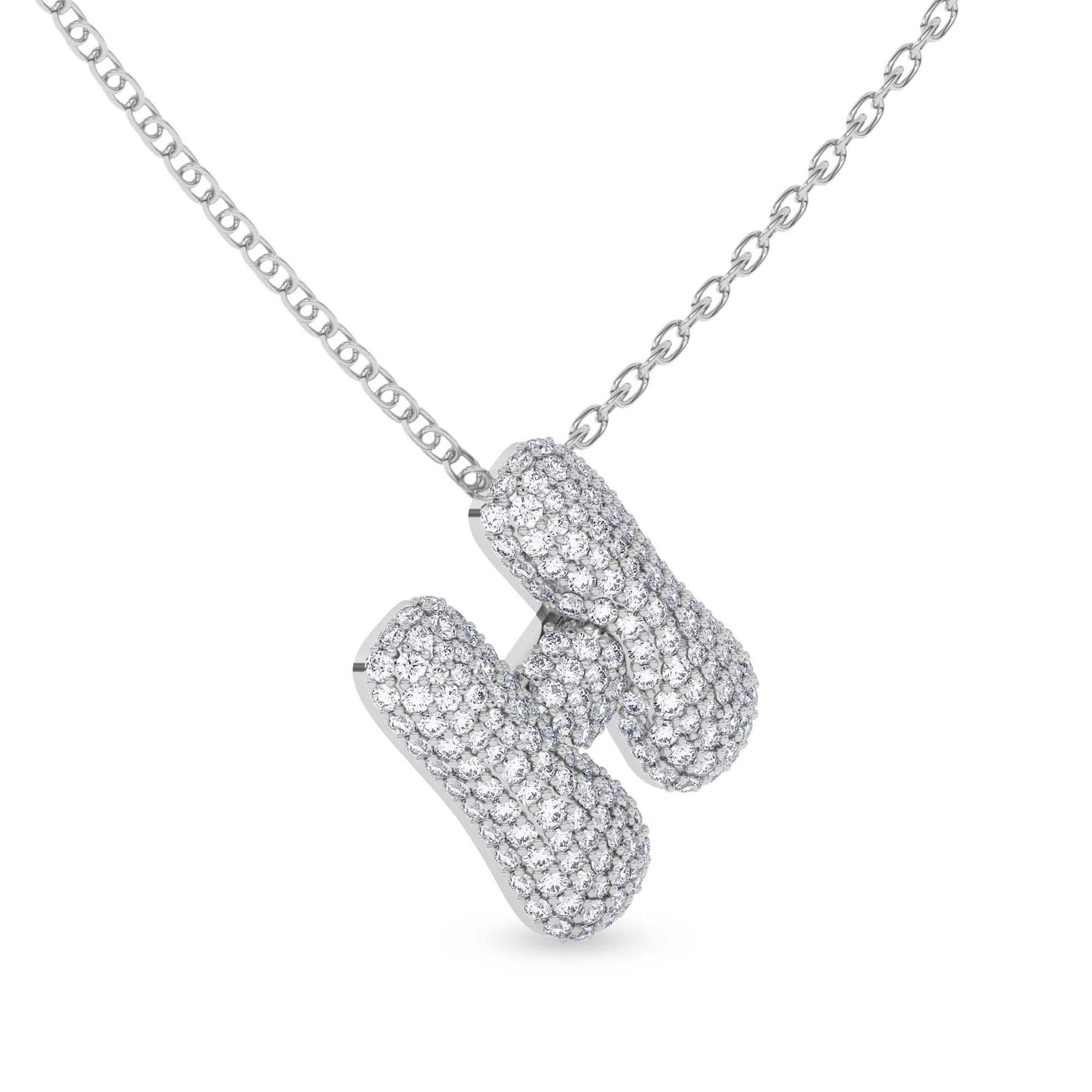 Lab Diamond Initial H Necklace left view