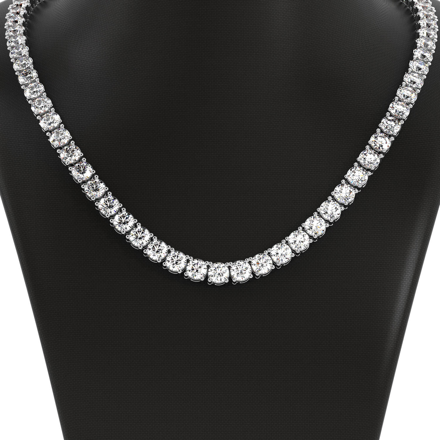 Real Diamond Graduated Tennis Necklace 20 INCH 14k White Gold D VS2-SI1 for  Her for Him Certified Appraised Round Cut Natural - Etsy