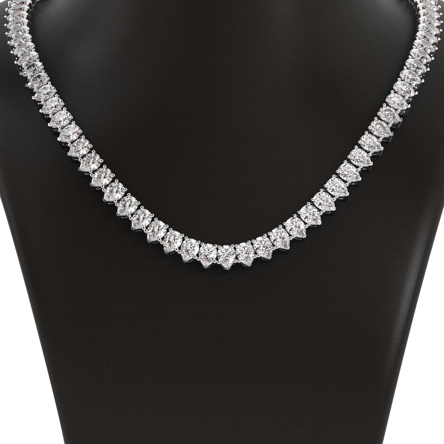 Bailey Pear Lab Diamond Tennis Necklace front view