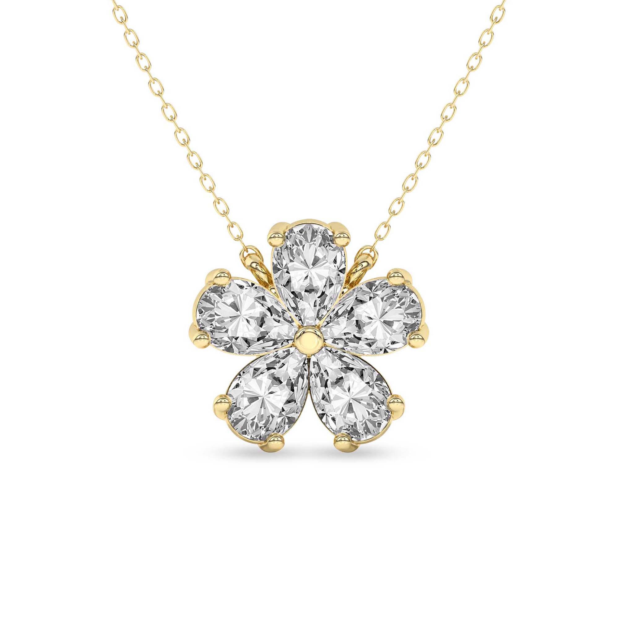 Pear Petal Lab Diamond Fashion Necklace front view