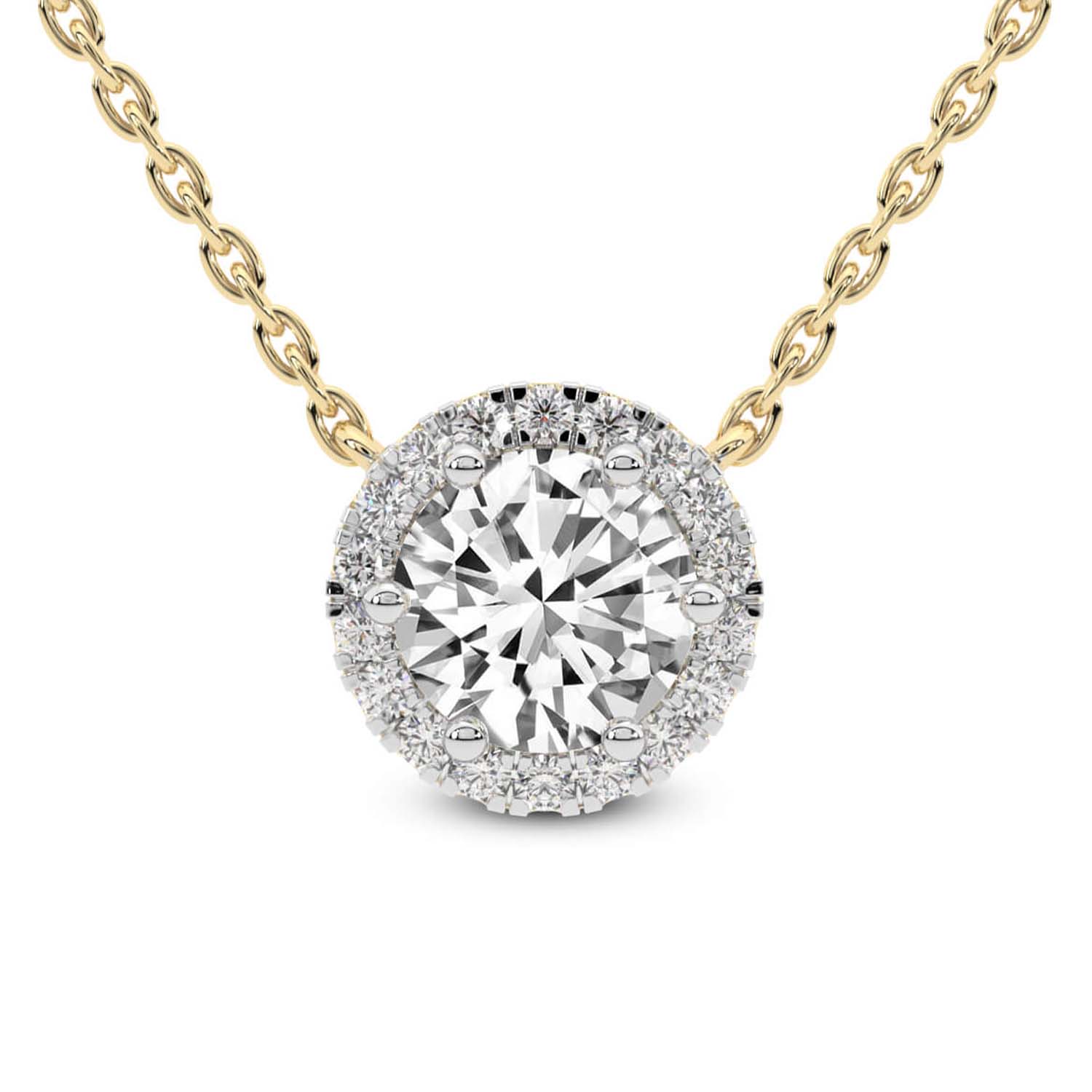 Belleza Halo Solitaire Necklace front view