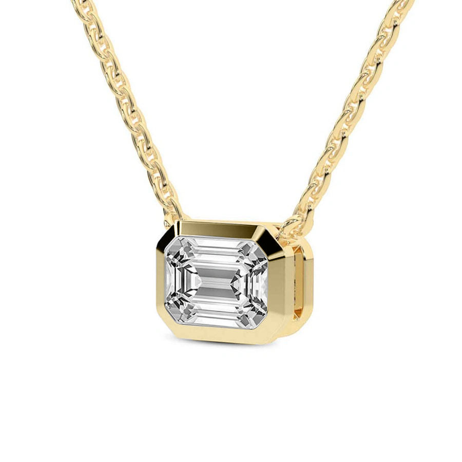 10kt Yellow Gold Aubree Emerald Bezel Lab Diamond Solitaire Necklace (1/2 Ct. Tw.) side right image one